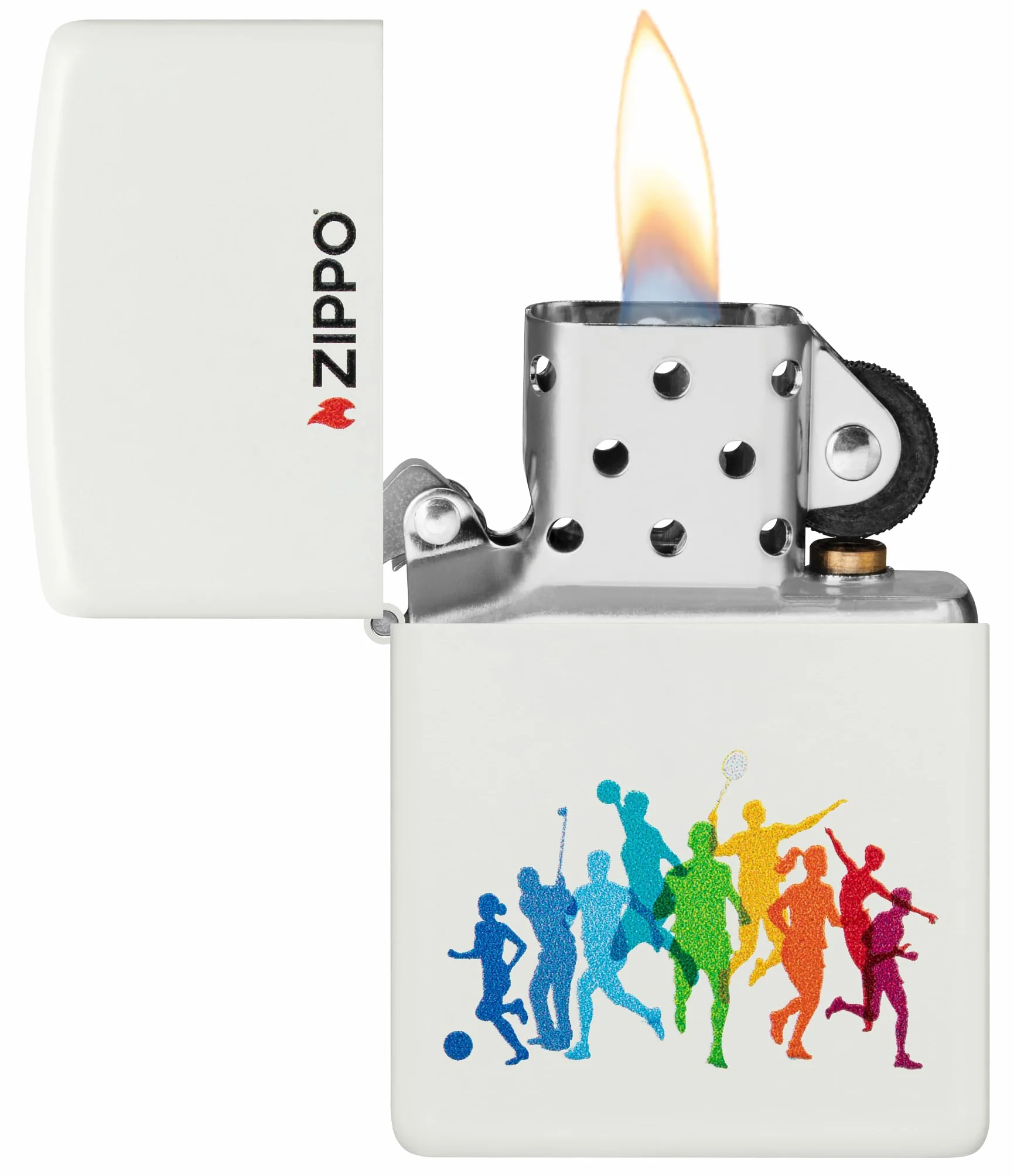 Zippo Sports Zapalniczka Sztormowa, Kolorowy Nadruk, do Napełniania, Wielokrotnego Użytku, Wiatroodporna Konstrukcja, Pudełko na Prezent, Wykonano w USA, Kolor Biały Matowy (White Matte)