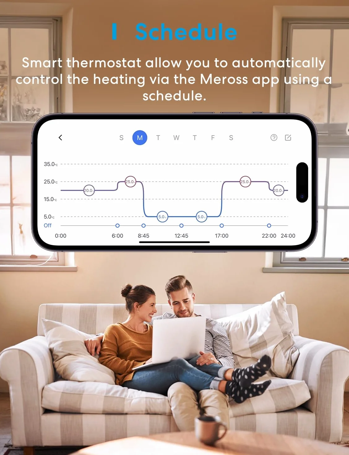 Meross Inteligentny termostat grzejnikowy Wi-Fi, kompatybilny z HomeKit, Alexa i Google Assistant, 2 szt