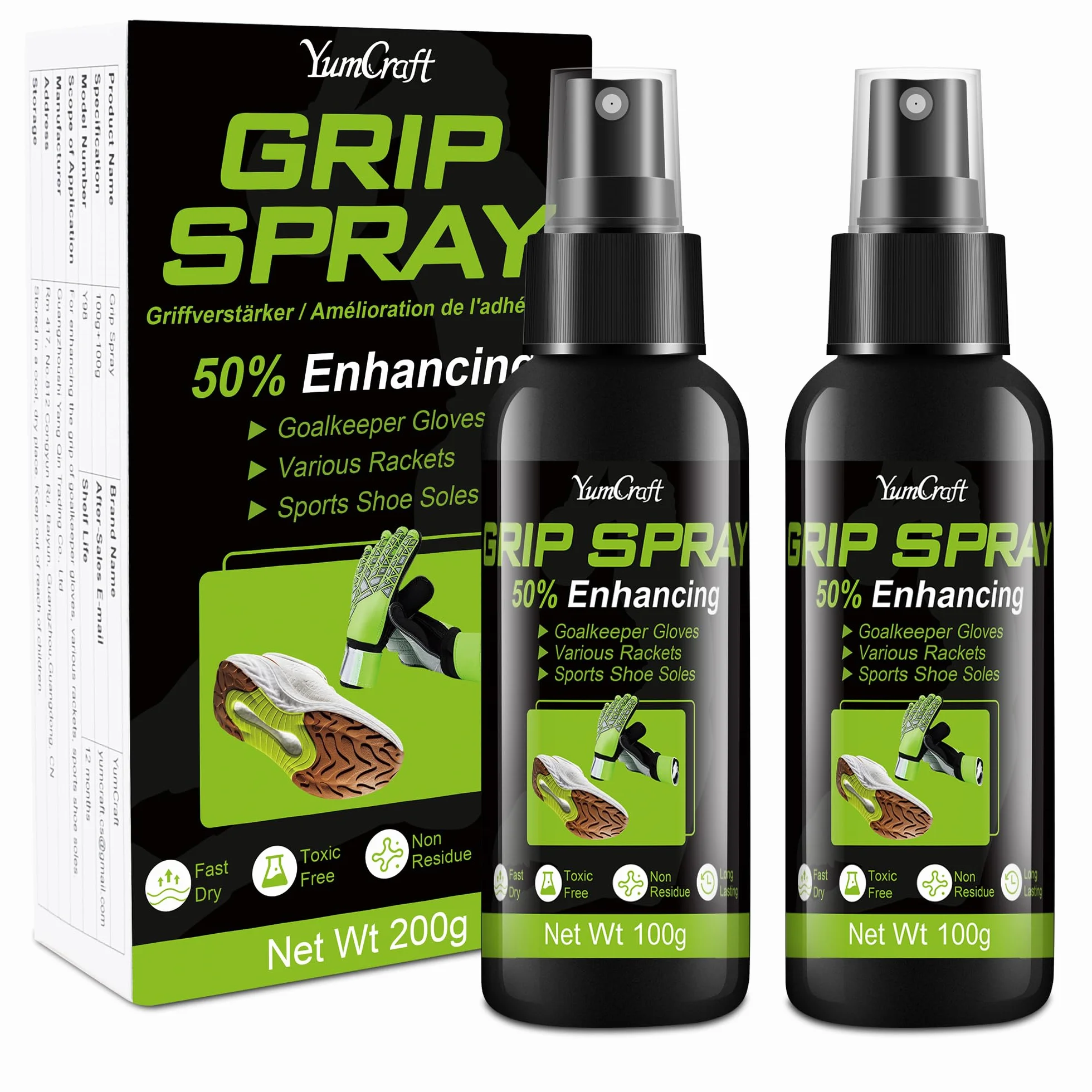 Grip Spray rękawice bramkarskie 200 g, rękawice bramkarskie, uchwyt w sprayu, modny spray do butów i rękawiczek, akcesoria bramkarskie, do piłki nożnej, koszykówki, baseballu, golfa, tenisa