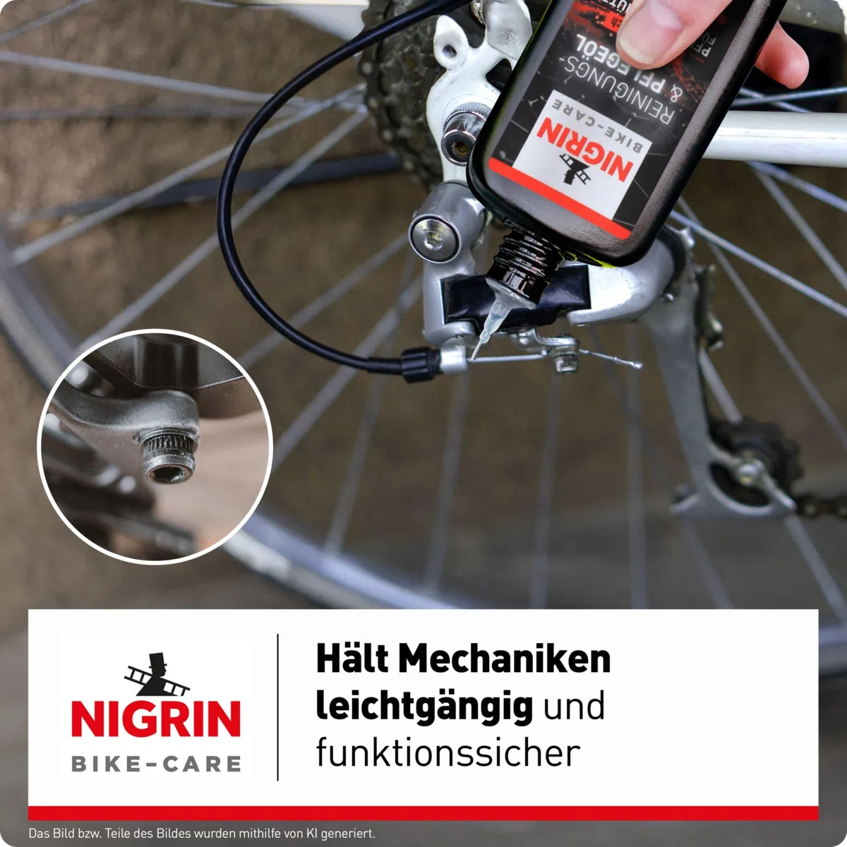 NIGRIN BIKE-CARE olej drobnoziarnisty | butelka 100 ml | olej do mechaniki precyzyjnej | do hobby i warsztatu | bez żywicy i kwasów | szary