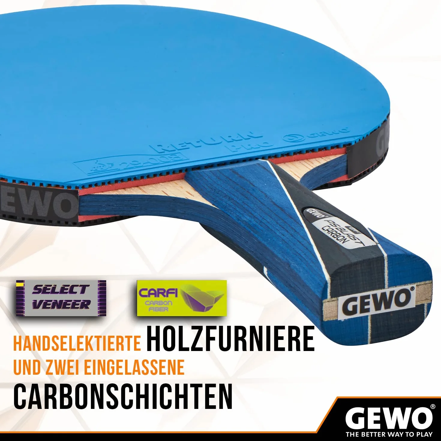 GEWO PS Blast Carbon rakieta do tenisa stołowego ITTF z powłoką Return Pro