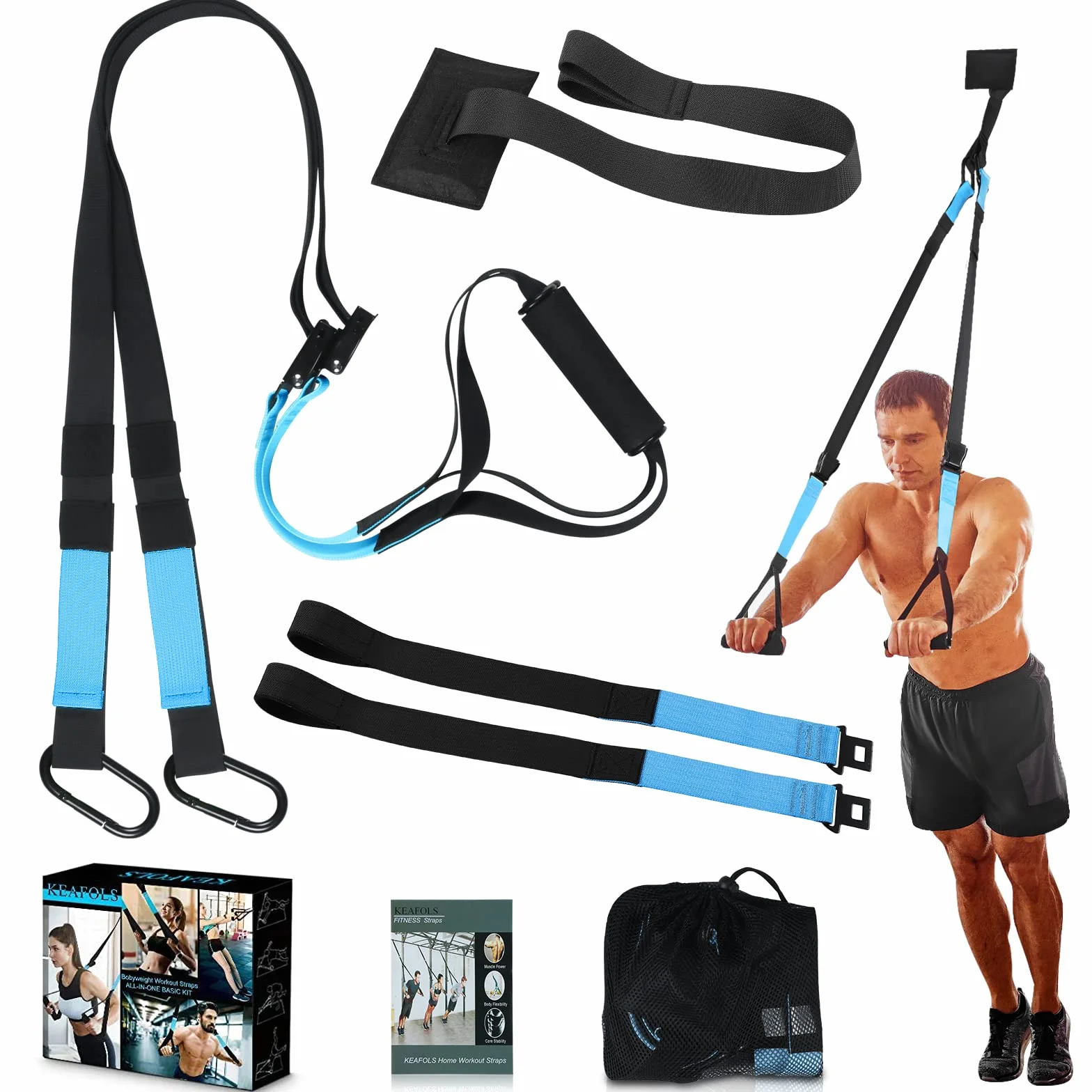 Fitness Training Pro system zawieszenia zestaw treningowy profesjonalna siłownia fitness paski treningowe do domowej siłowni treningu niebieski