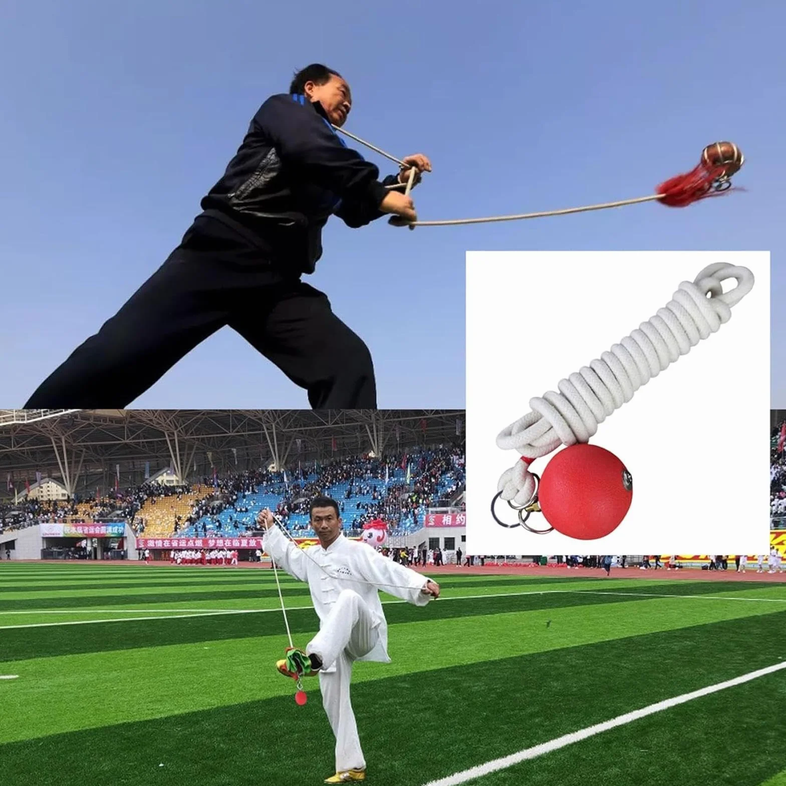 Sprzęt treningowy do sztuk walki, lina młotek meteorowy piłka do ćwiczeń gumowy młotek meteorhammer chiński kungfu tradycyjne sztuki walki miękki sprzęt, waga do ćwiczeń gumowa lina rzut rzut