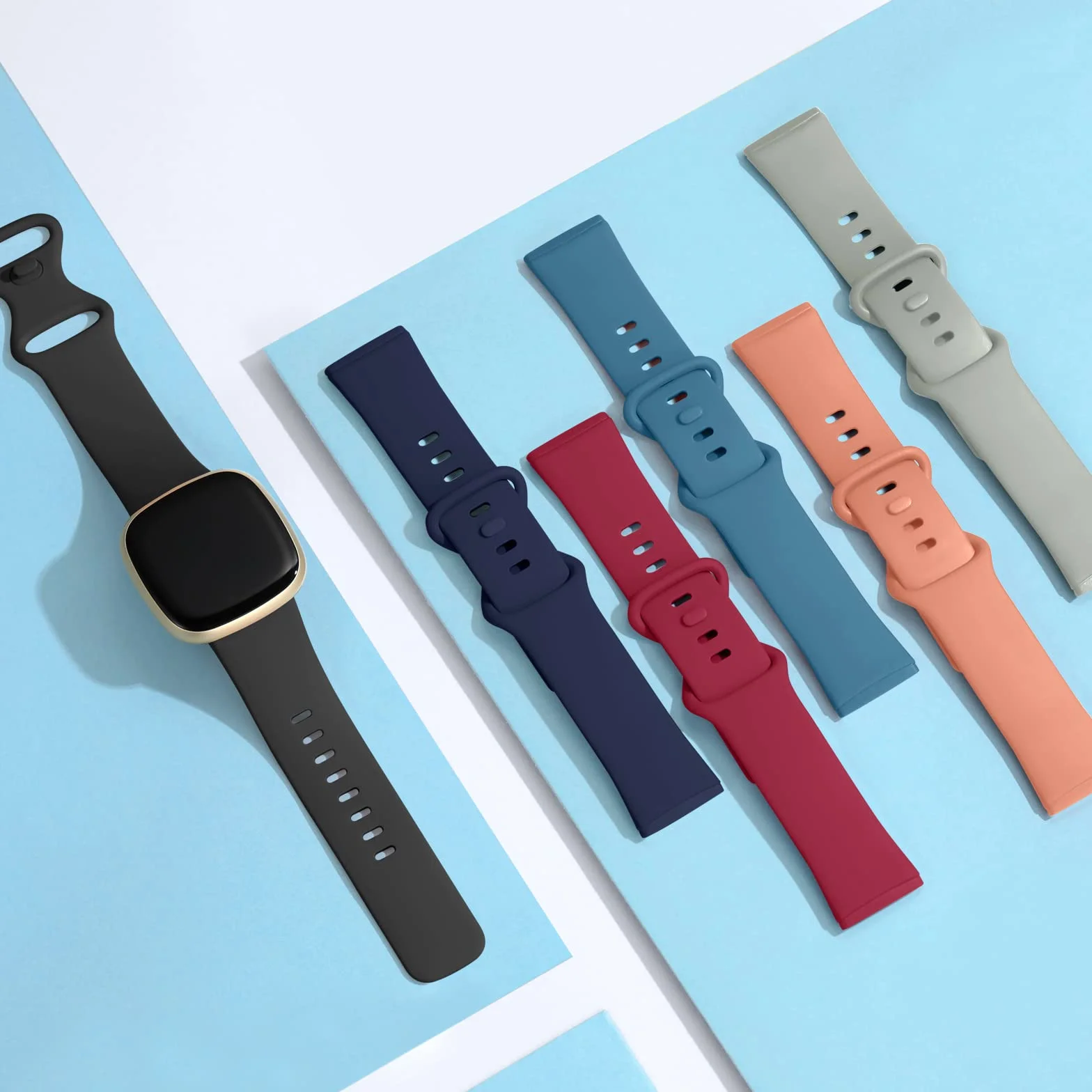 Charlam 6-pak pasków kompatybilnych z zegarkiem Fitbit Versa 3, Versa 4, Fitbit Sense/Sense 2, miękki pasek do zegarka sportowego, zapasowy pasek na nadgarstek dla kobiet mężczyzn, rozmiar S, L