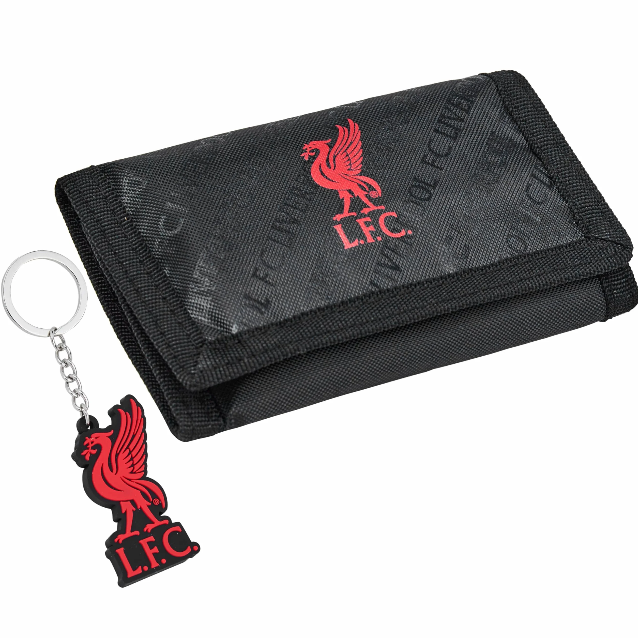 Liverpool F.C. Zestaw akcesoriów do portfela dla fanów sportu z przegródkami na karty i kieszenią na monety, sprzęt kibica, prezenty piłkarskie dla chłopców, Czarny, Jeden rozmiar, Nowoczesny