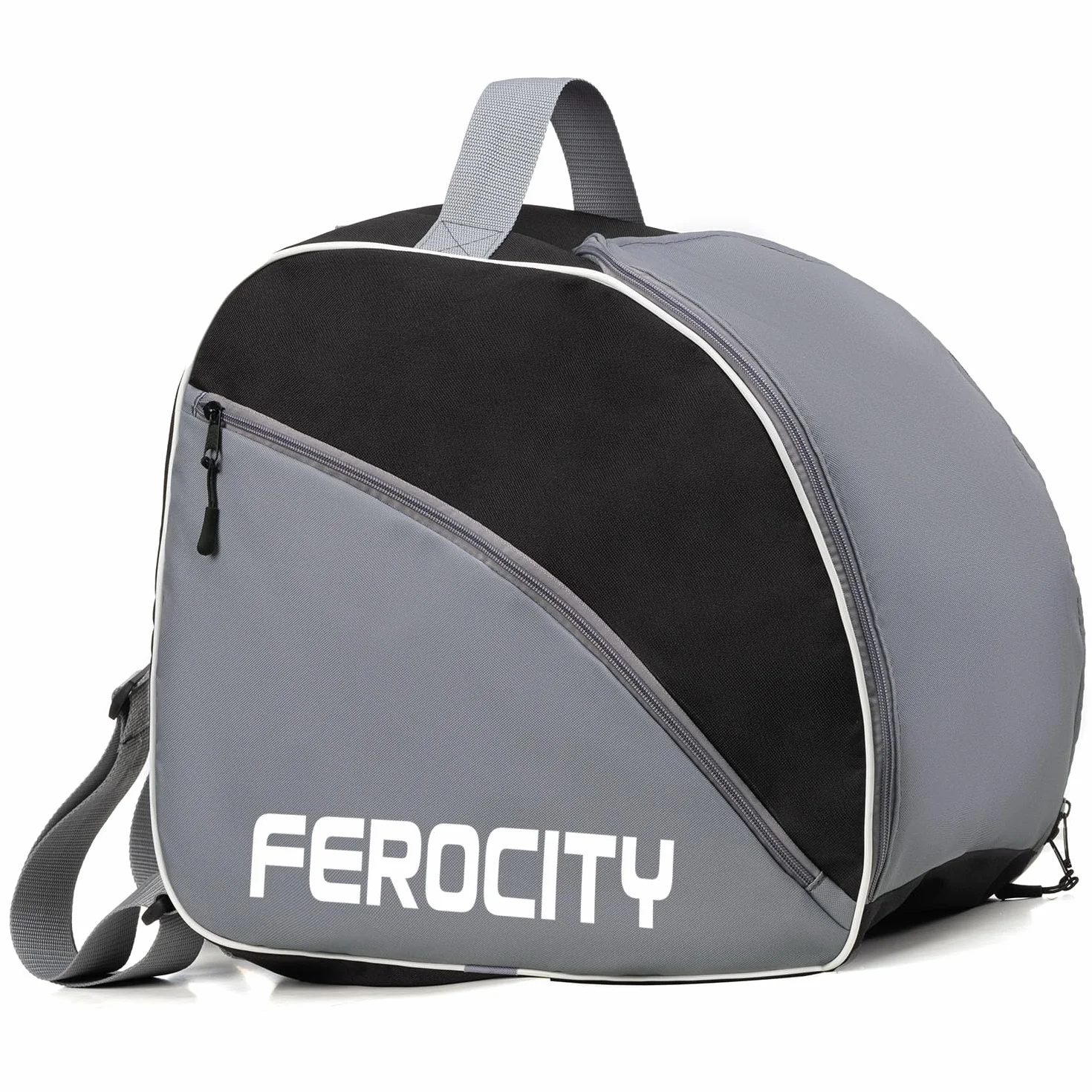 Ferocity Zestaw premium torba na narty i torba na buty narciarskie na 1 parę kijków narciarskich, kask z kieszenią ze sznurkiem ściągającym i kieszenią boczną [053]