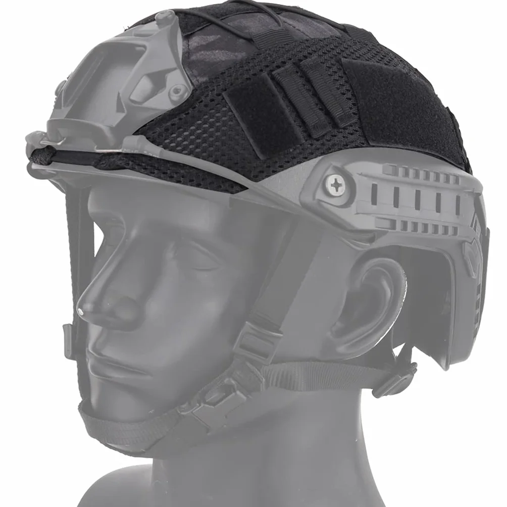 Pokrowiec na hełm taktyczny Airsoft, kamuflaż wojskowy nylonowy hełm, osłona przeciwpyłowa na kask do kasku FAST MH/PJ/BJ (bez kasku),Black