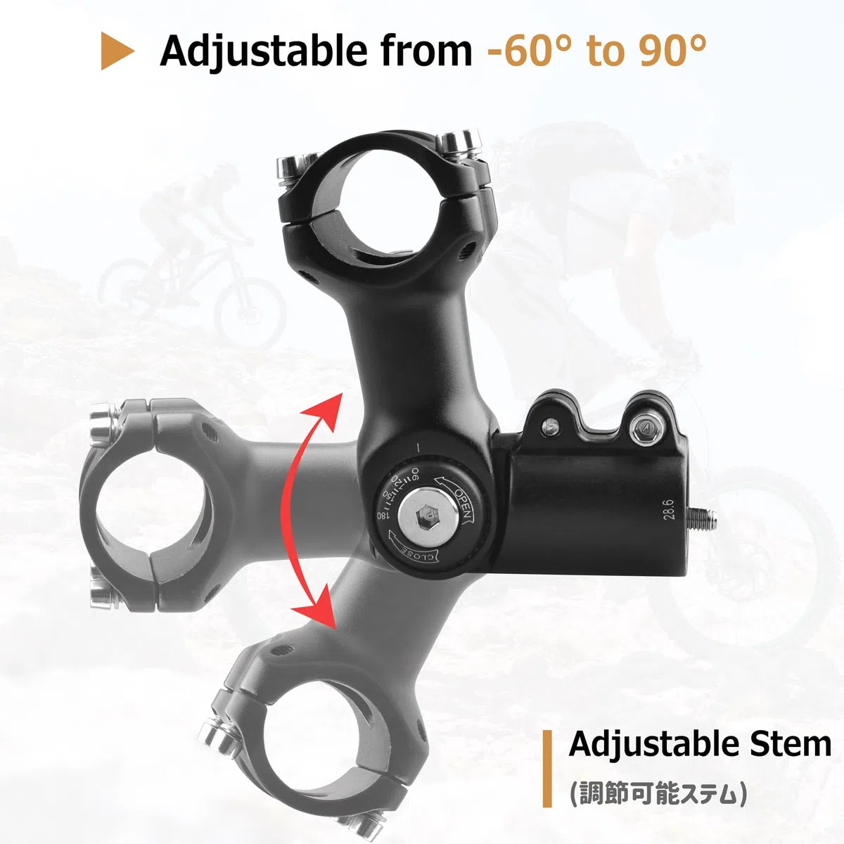 Azarxis Trzpień roweru regulowany w zakresie 0-90 stopni, 25,4, 31,8 mm, trzpień kierownicy rowerowej, 60, 80, 93, 100 mm, do roweru górskiego, roweru szosowego, BMX, MTB