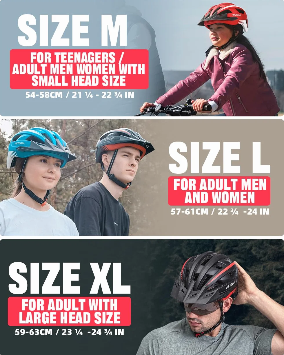 VICTGOAL Kask rowerowy dla mężczyzn i kobiet, zdejmowany magnetyczny wizjer, oddychający, 21 kanałów wentylacyjnych, regulowany kask rowerowy