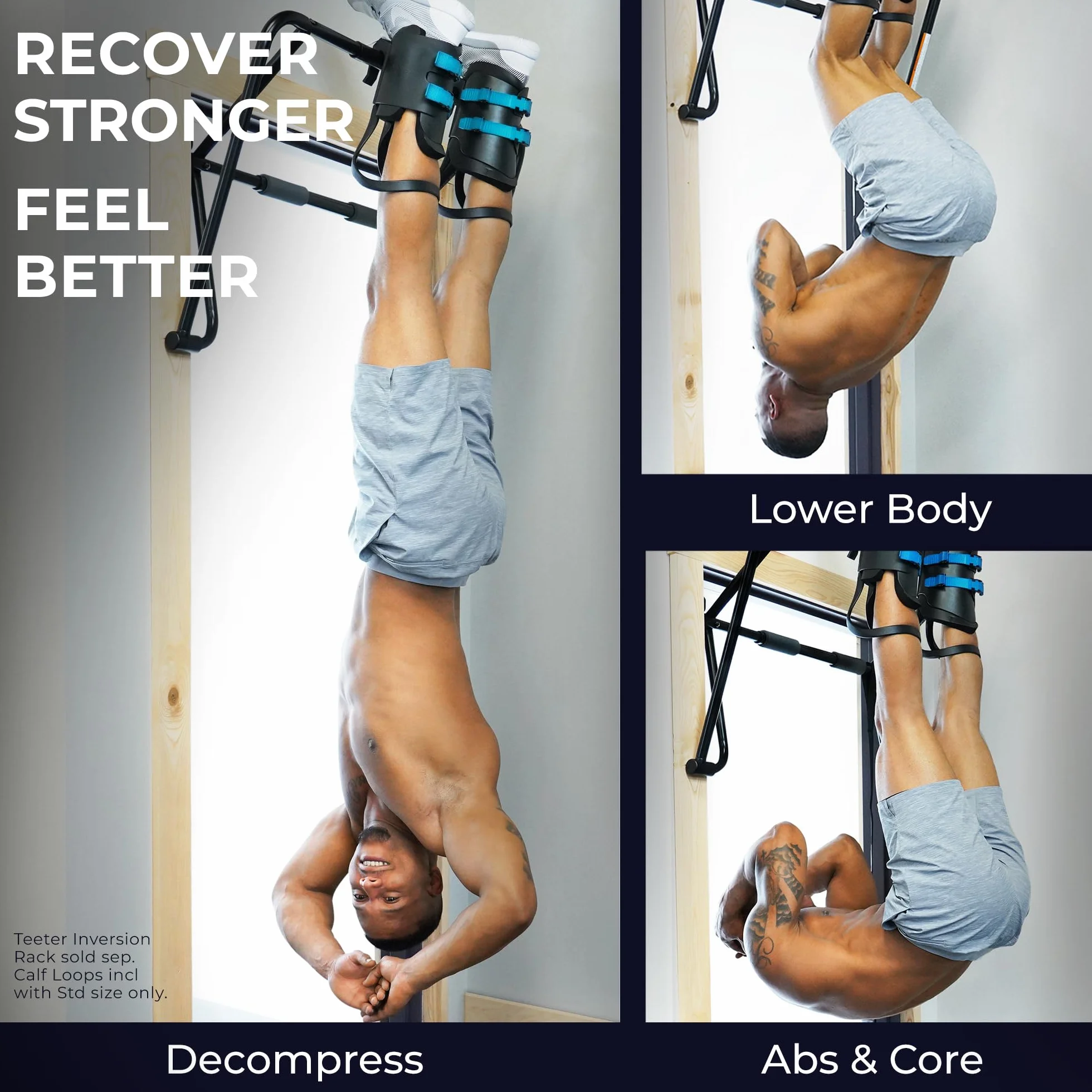 Teeter EZ-Up Gravity Boots Inversion Decompression Stretching Back Pain Relief Core Strength Sit Ups