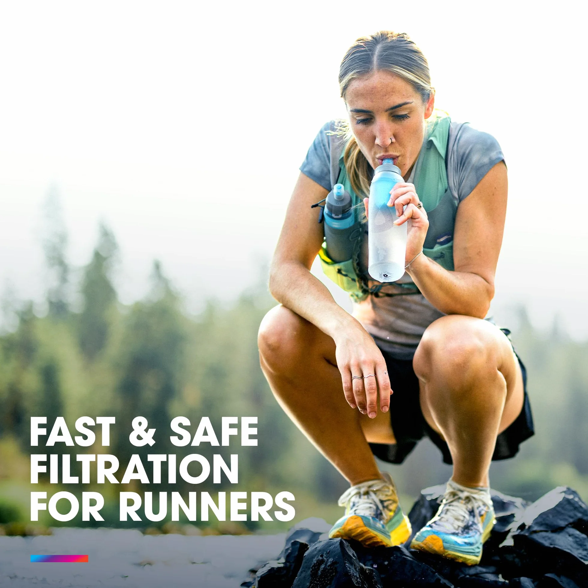 HydraPak UltraFlask+ nasadka filtrująca - akcesorium do filtracji wody - szybki przepływ - idealna do biegania po szlaku, wędrówek, sportów wytrzymałościowych, biwakowania, podróży i gotowości na