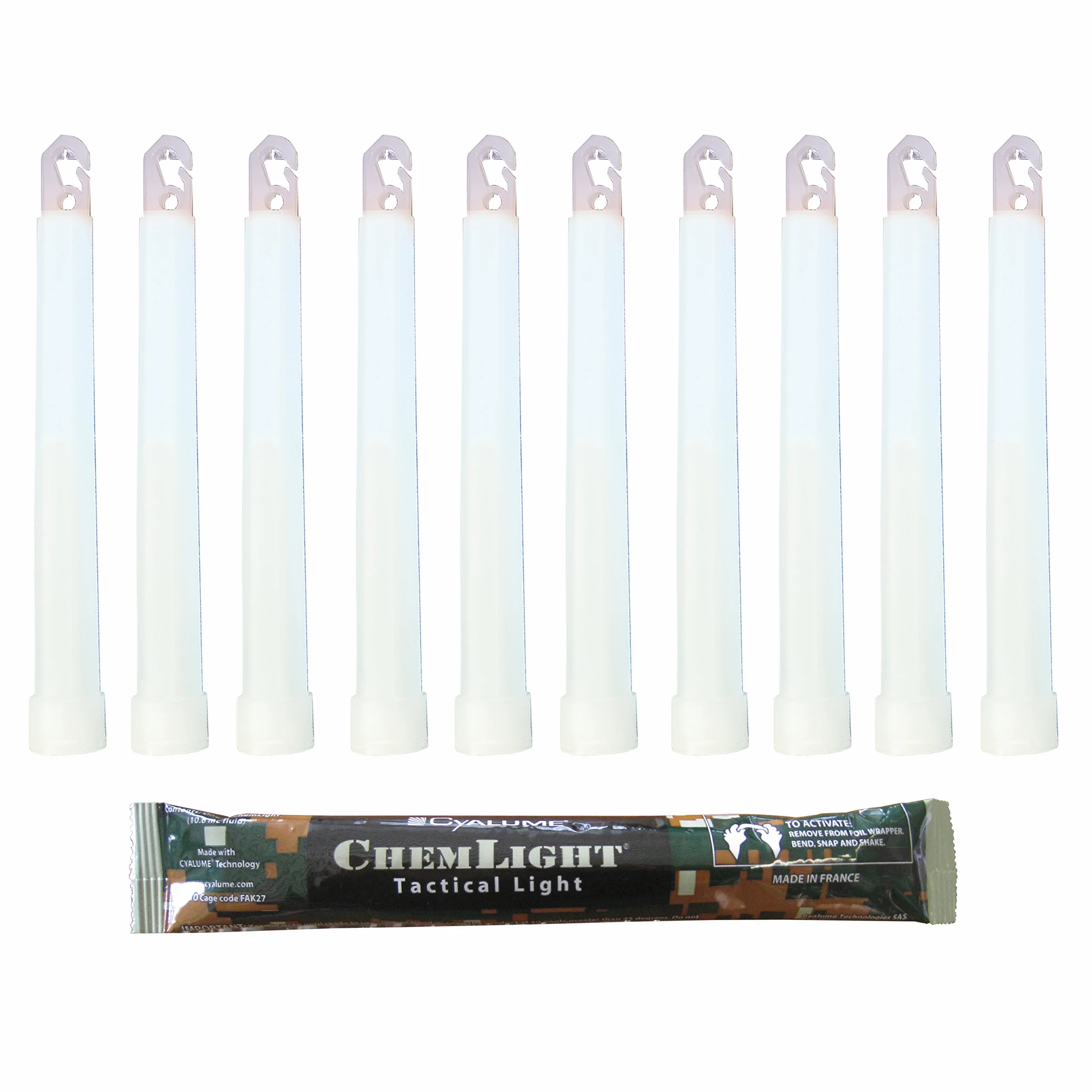Cyalume ChemLight świecąca pałeczka 15 cm biały 10 szt. 8 godzin NATO