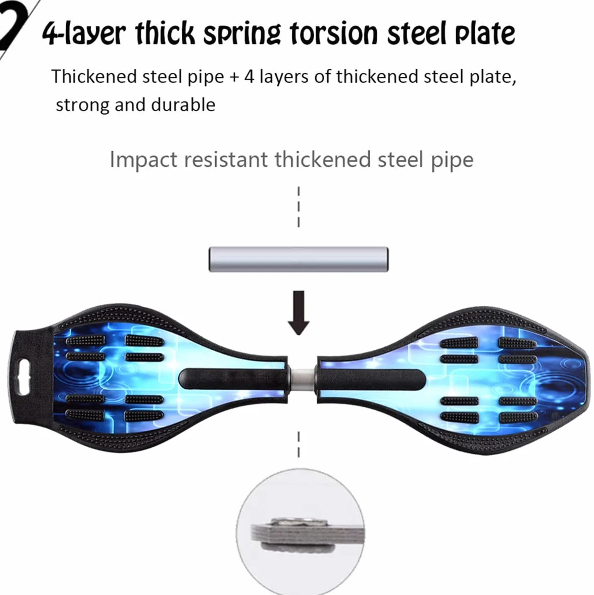 Waveboard Deskorolka dla Dzieci i Nastolatków, z Kółkami, do Surfowania na Lądzie (Blue Dream)