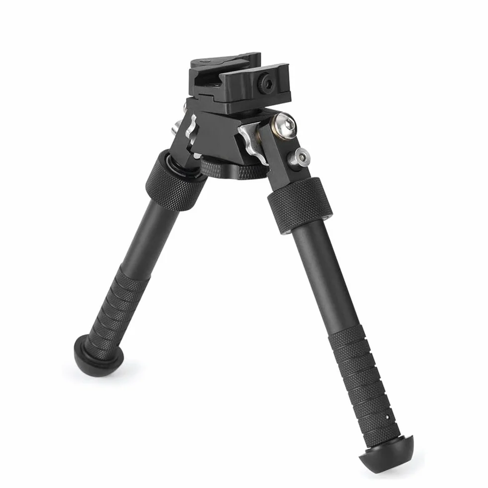 Aluminum Alloy Bipod 360 Degree Rotation Adjustable Extension Quick Detach Picatinny 20mm Rail Mount with Hand Stop (Black)