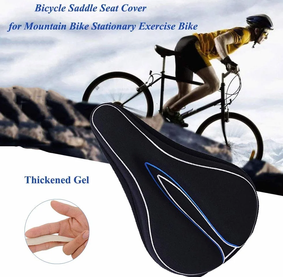 MSDADA Żelowy pokrowiec na siodełko rowerowe, wyściełany, miękki pokrowiec na siedzenie rowerowe dla mężczyzn i kobiet, wygodne akcesoria rowerowe, pokrowiec na siodełko rowerowe, do użytku na