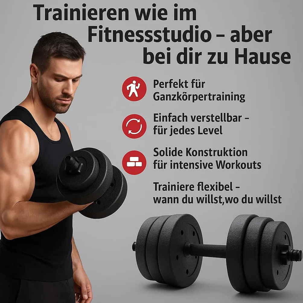 Zestaw 2 hantli cementowych 2 x 10 kg z zapięciami gwiazdowymi