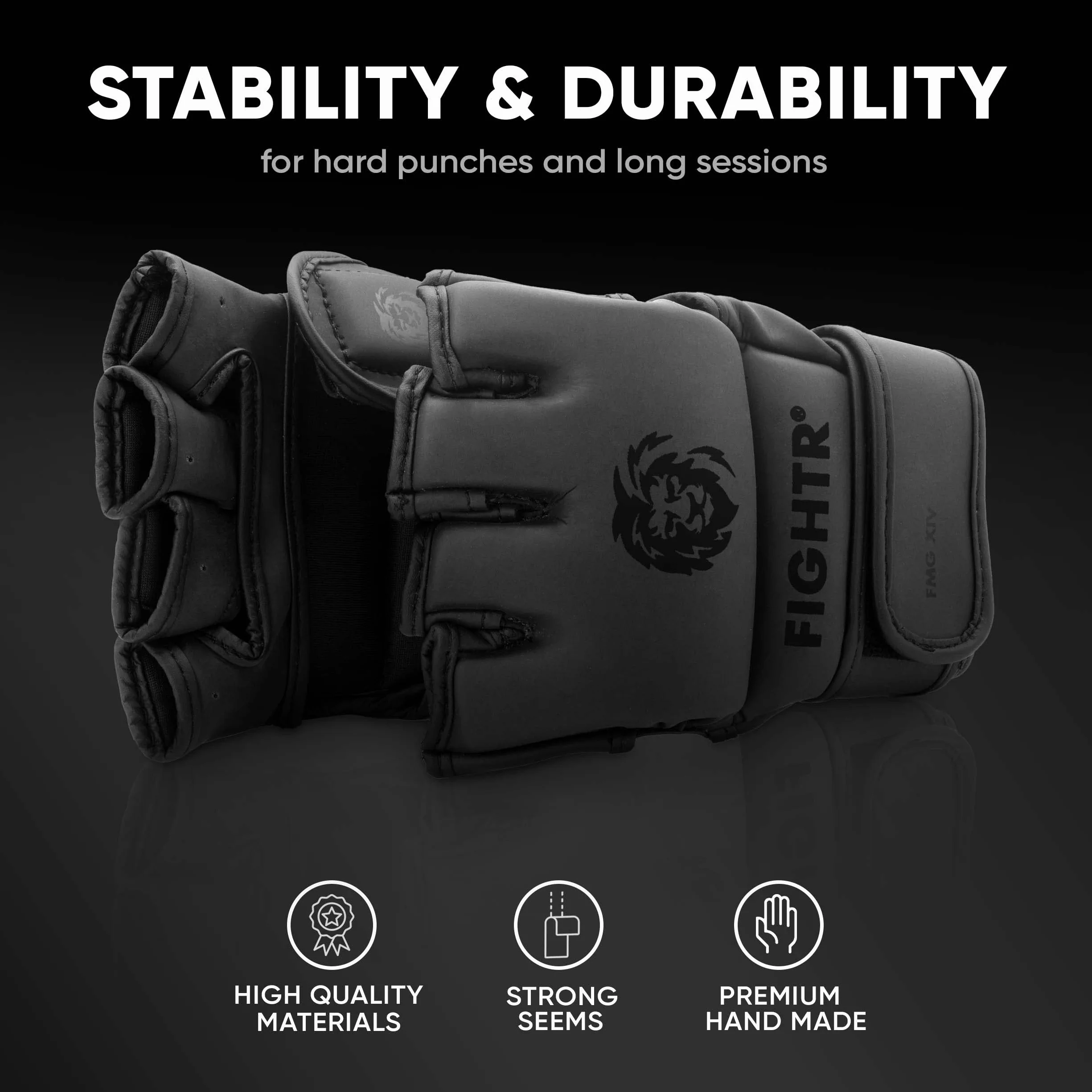 FIGHTR® Rękawice MMA dla idealnej stabilności i siły uderzania, rękawice do gry MMA, worek z piaskiem, sparing i treningi, w zestawie torba do przenoszenia