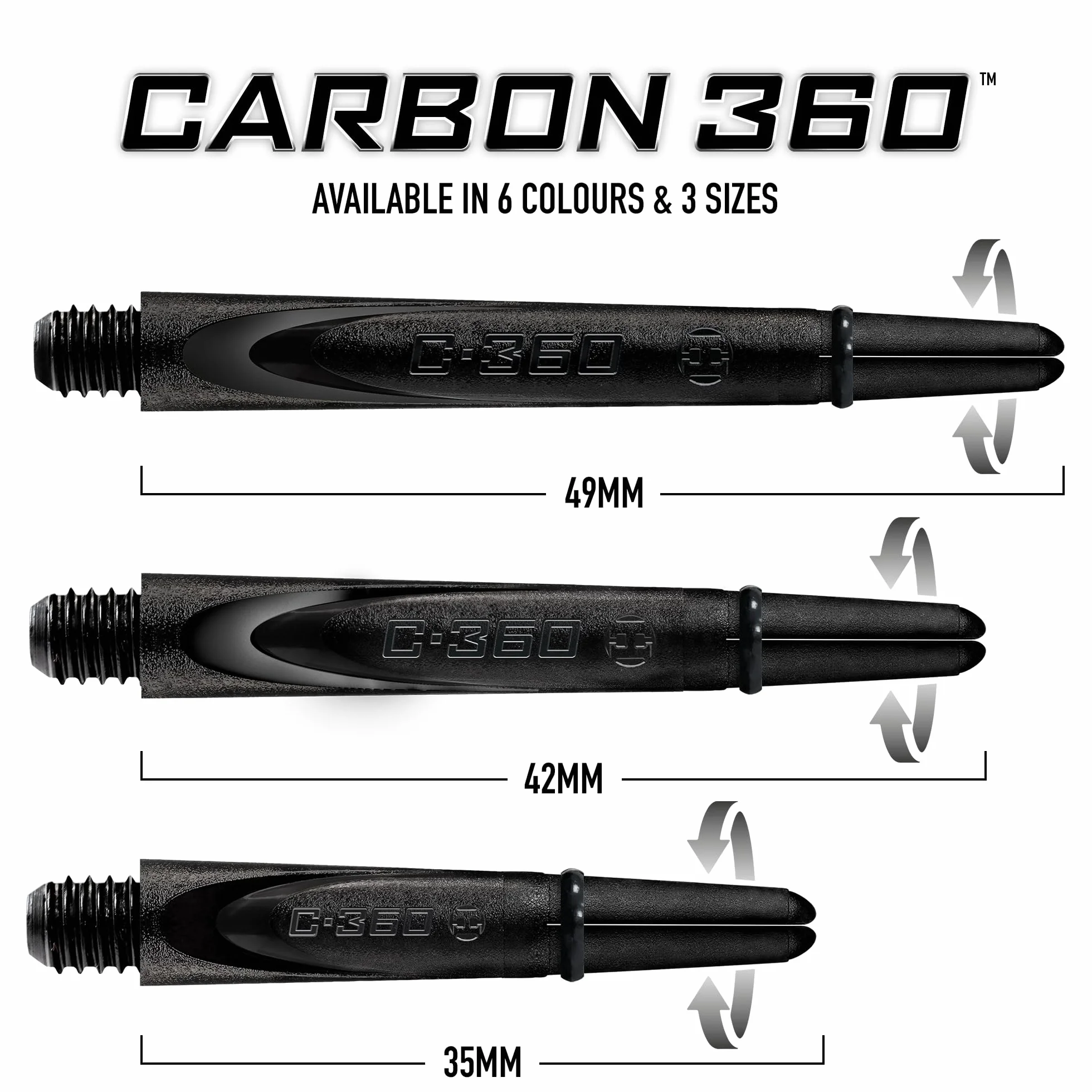 Harrows Darts Carbon 360 Trzpienie Lotek Zestaw 9 Sztuk Średnie Krótkie