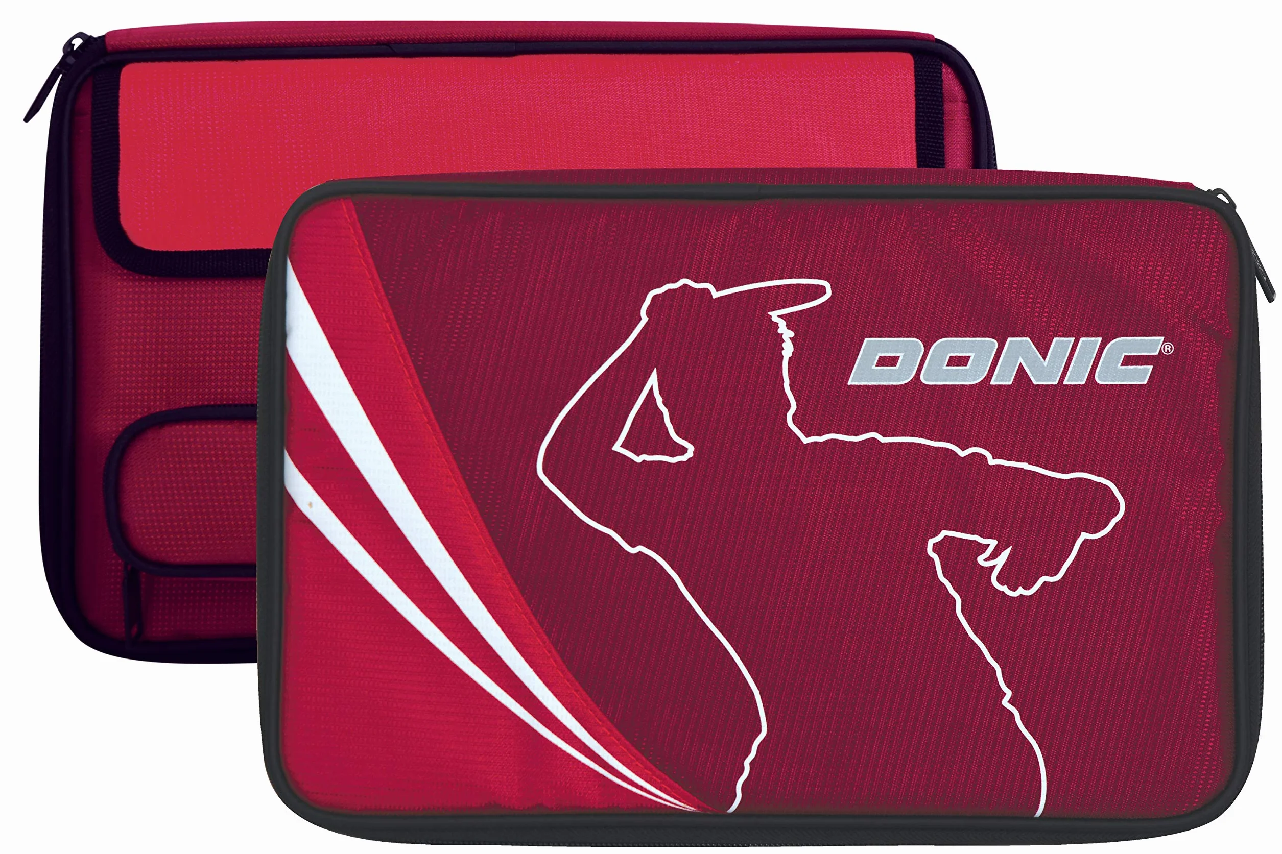 Donic-Schildkröt 818541 pokrowiec na tenisa stołowego Legends Plus, na maksymalnie dwie rakiety, dodatkowy przedział na kulki, Unisex-Youth, Red, Up to Two Rackets