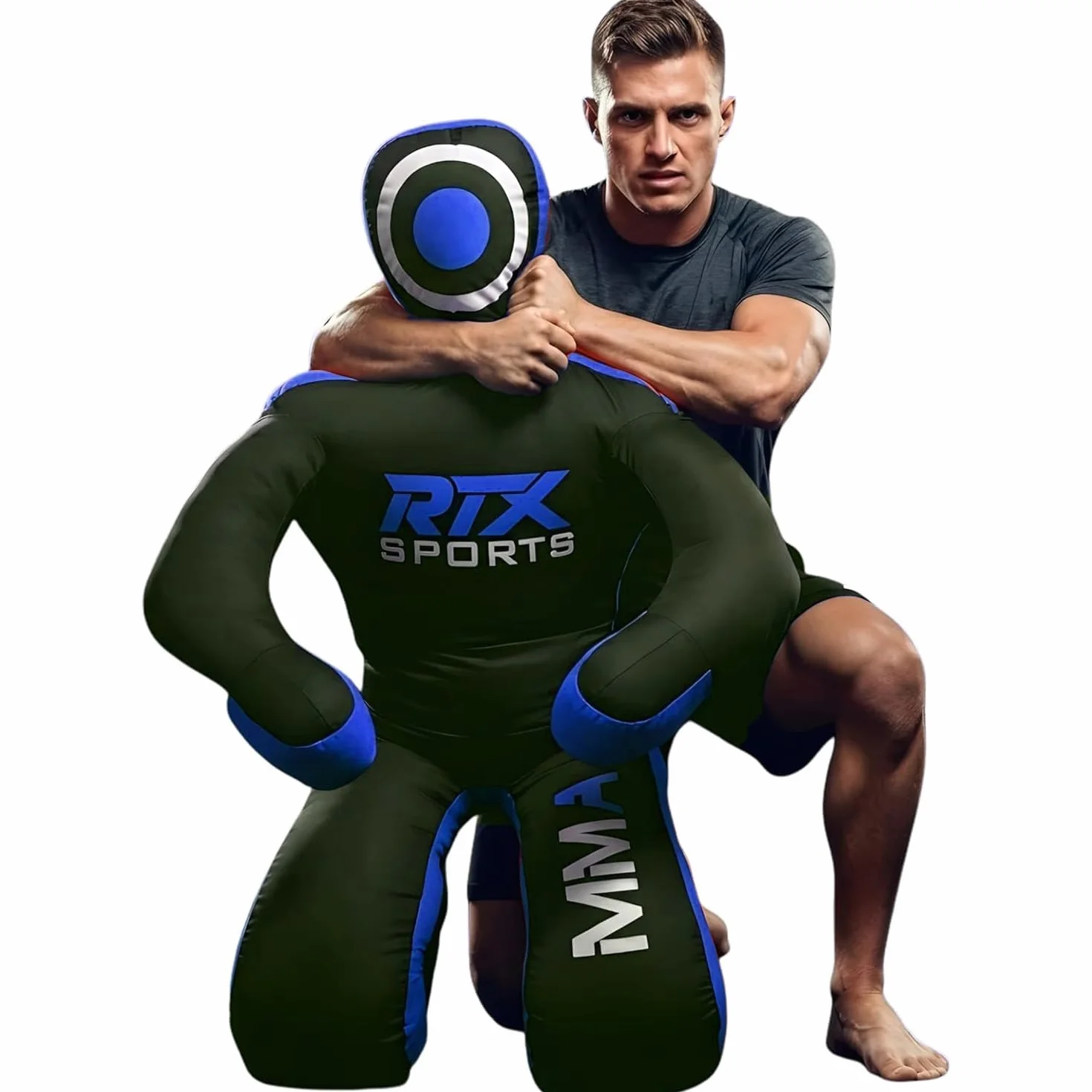 RTX MMA Judo Grappling Dummy | niewypełniony | worek bokserski do brazylijskiego Jiu Jitsu | zapasy, sztuki walki, samoobrony, karate, trening na ułożenie | pozycja siedząca Dummy Canvas