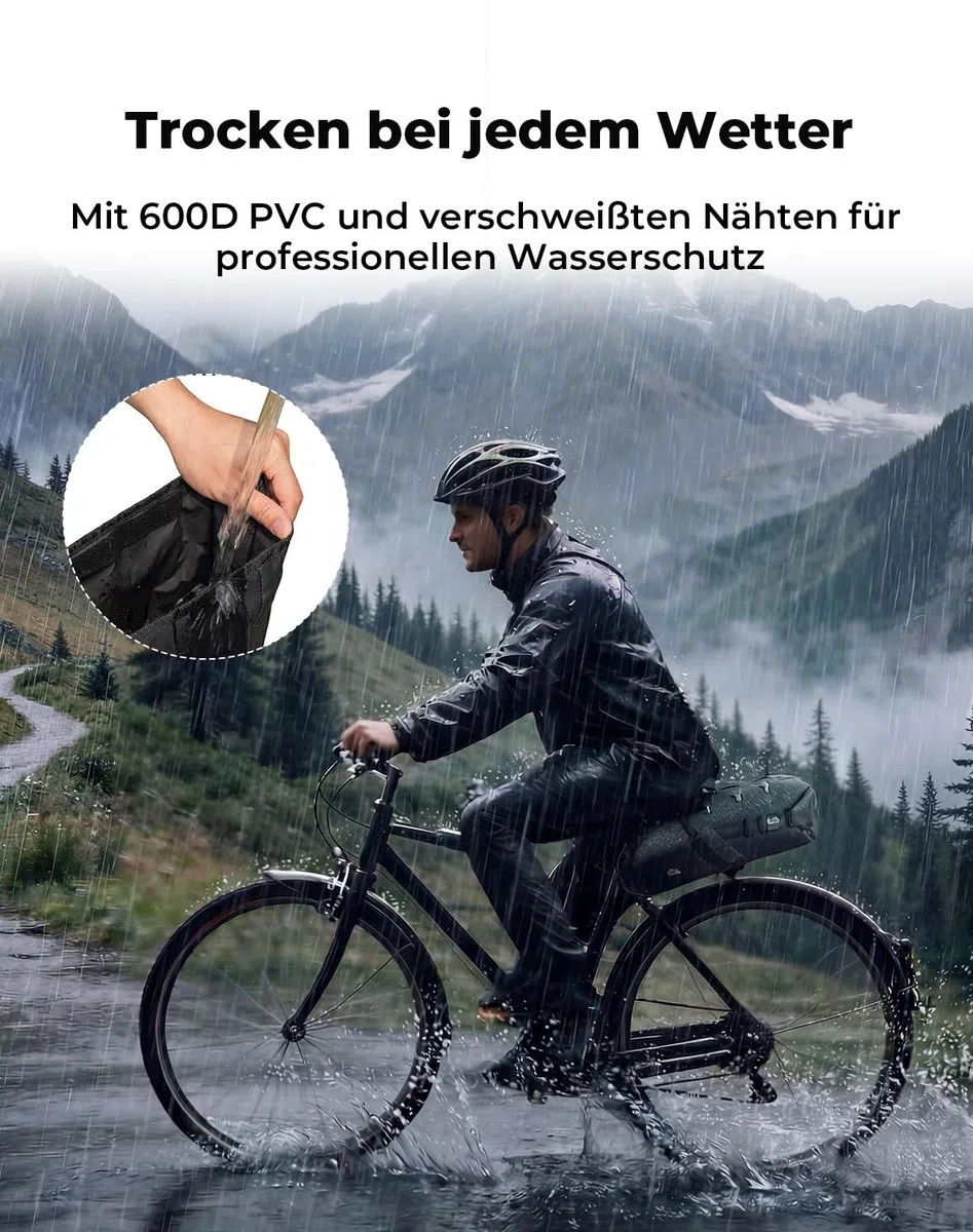 KEMIMOTO Torba podsiodłowa na rower 11 l, 100% wodoszczelna torba na siodełko rowerowe, torba do siedzenia na rower wyścigowy, torba podsiodłowa do rowerów elektrycznych i MTB, z paskiem mocującym do