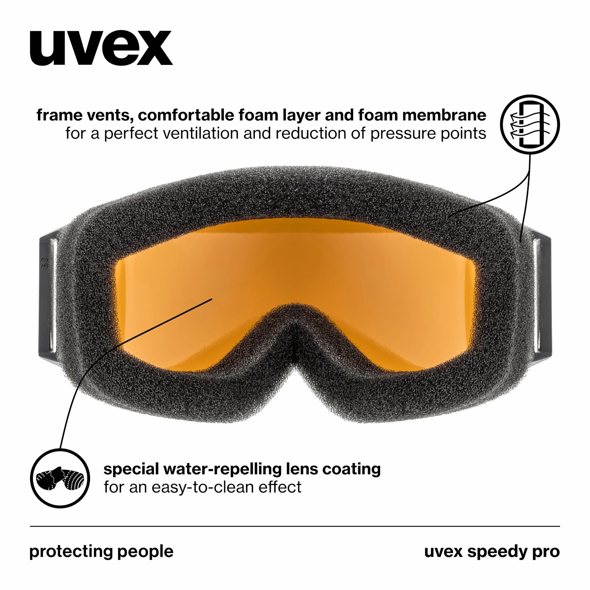 uvex speedy pro - gogle narciarskie dla dzieci - wzmacniające kontrast - powiększony zakres widzenia bez efektu zaparowania - white/lasergold - one size