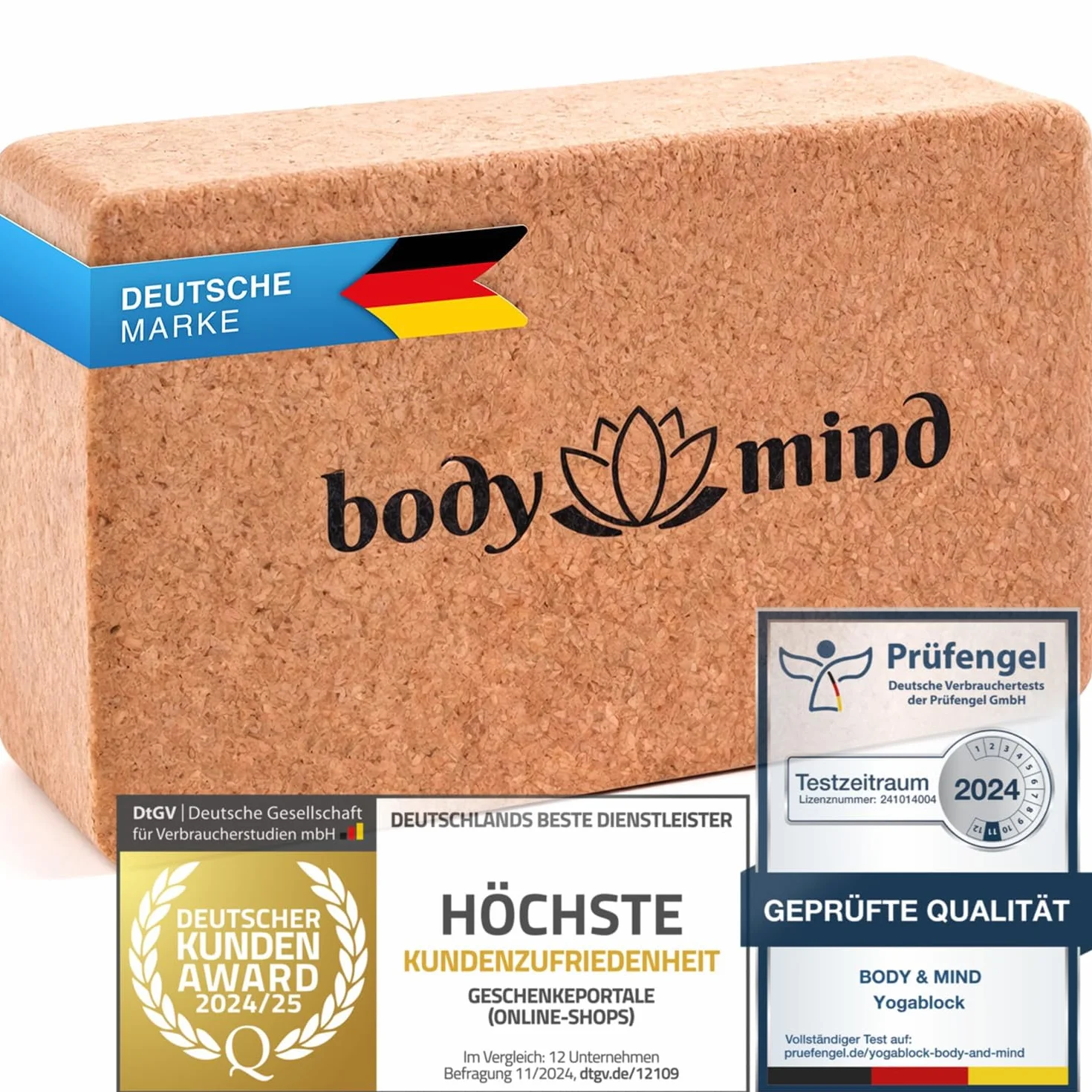 Klocek do jogi wykonany z korka 100% naturalny do jogi, pilatesu, medytacji & fitness - klocek do jogi dla początkujących i profesjonalistów