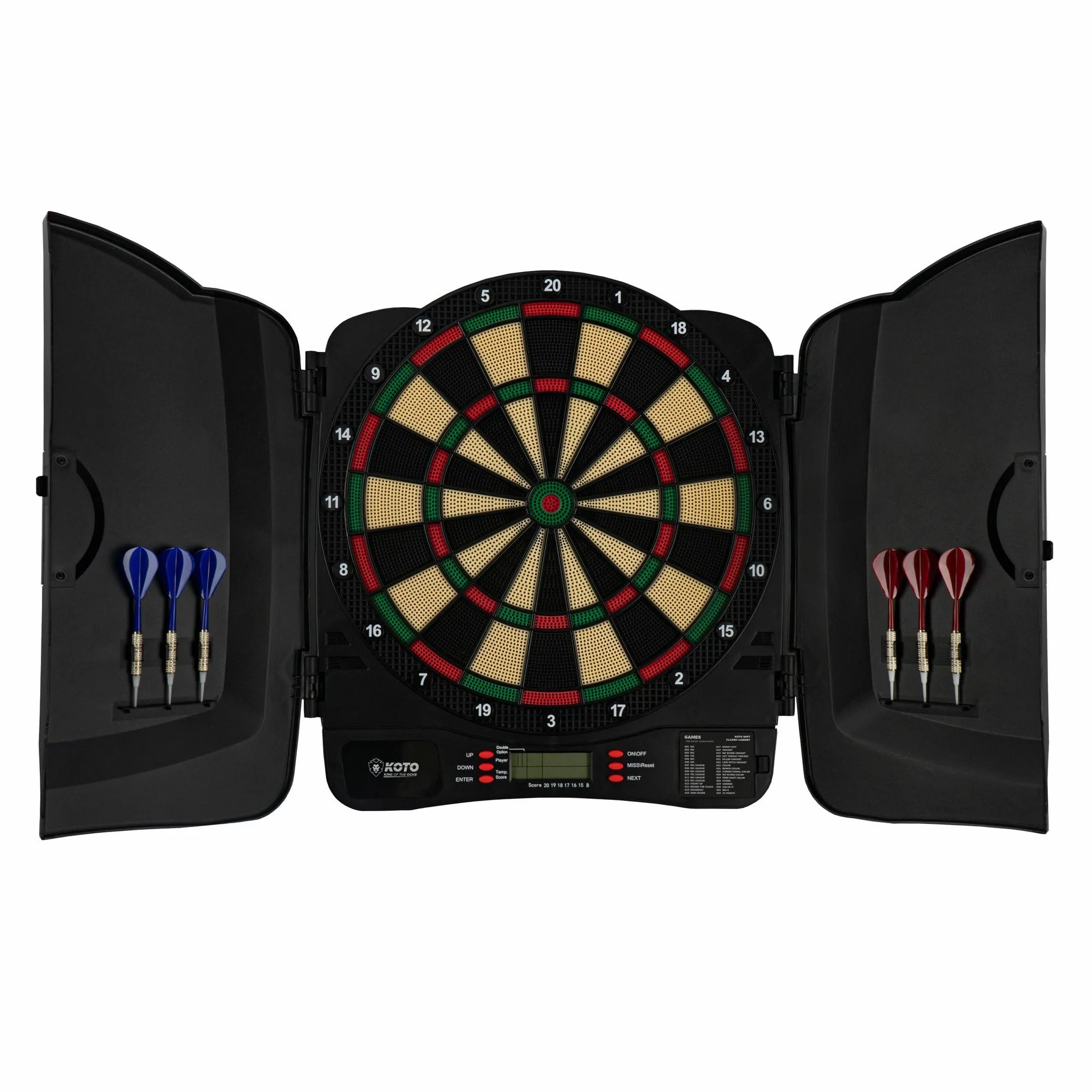 KOTO – Elektroniczna Tarcza Dart Classique Soft (39x1,5x43,3 cm), 6 Soft Dart, 32 Gry, 590 Wariantów, Dla Dzieci i Dorosłych
