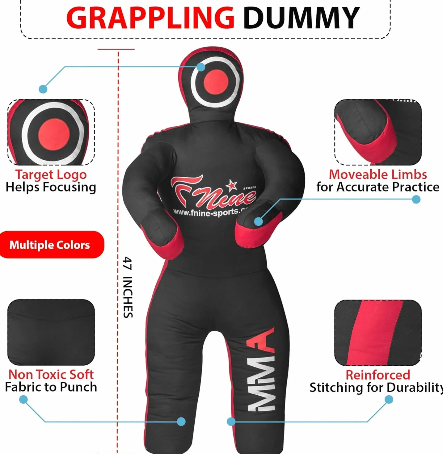 FNine MMA Grappling Dummy, dla Judo, Zapasy, Brazylijskiego Jiu Jitsu, Poddania i Rzucania UNFILLED Canvas Bag