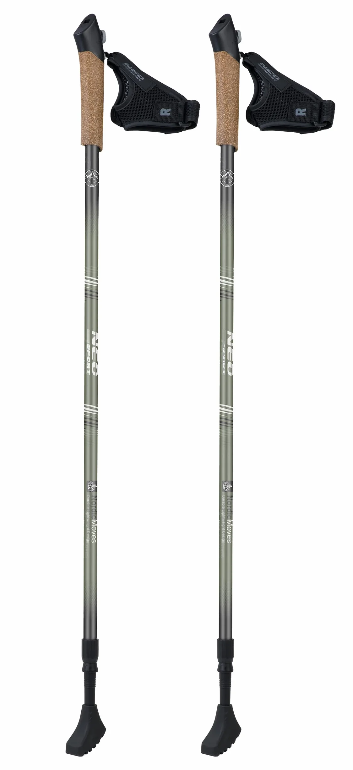 Neo-Sport Kijki Trekkingowe Nordic Walking Regulowane 85-143 cm Aluminiowe Korkowy Uchwyt 1 Para