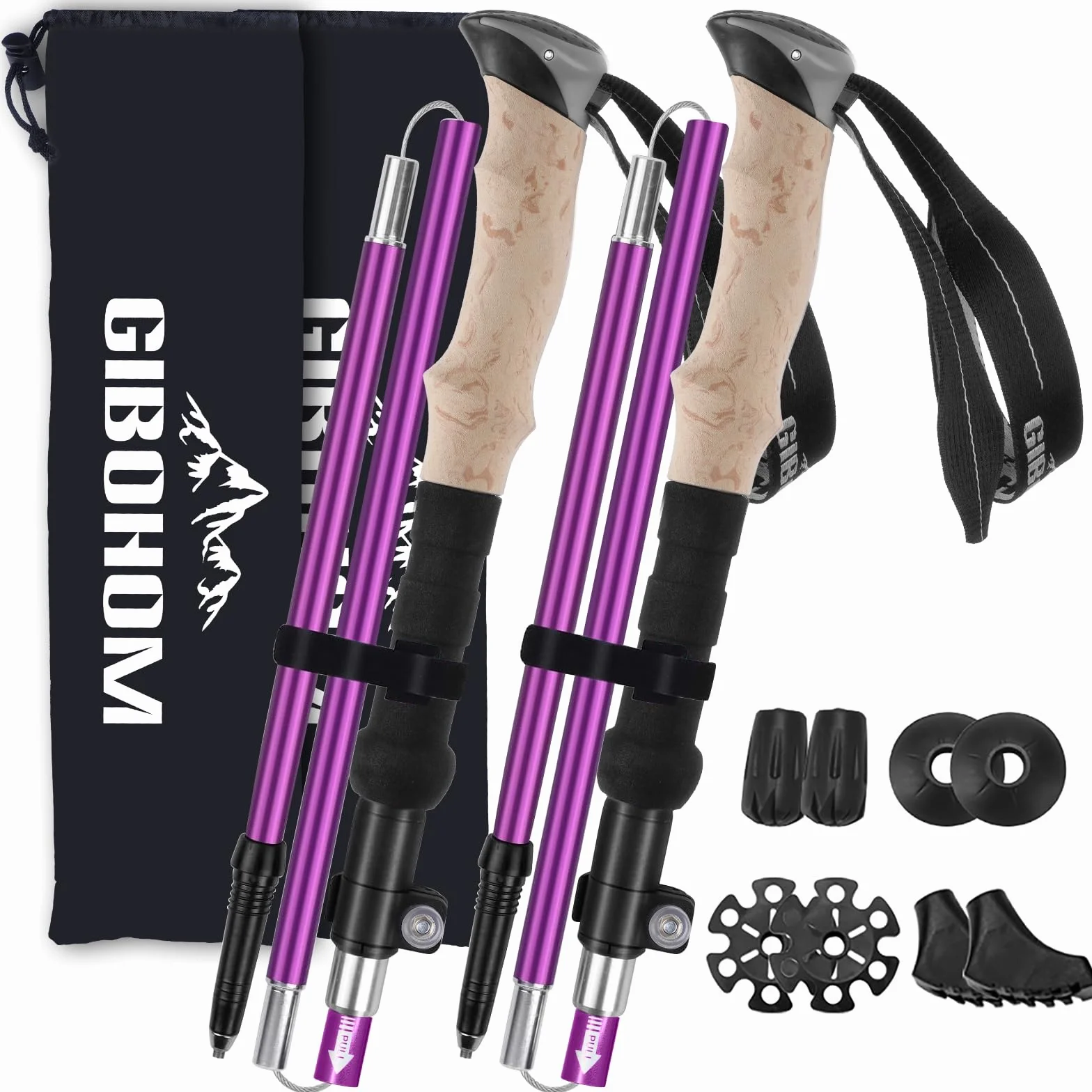 Kije do Nordic Walking składane aluminiowe 105-125 cm damskie z gumowymi zderzakami