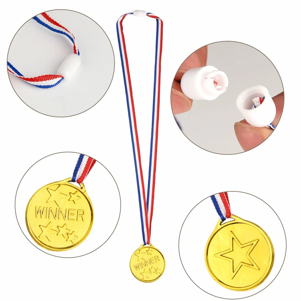 FEPITO 36 szt. złotych medali zwycięzcy plastikowe medale złoty medal dekoracje imprezowe i nagrody sportowe