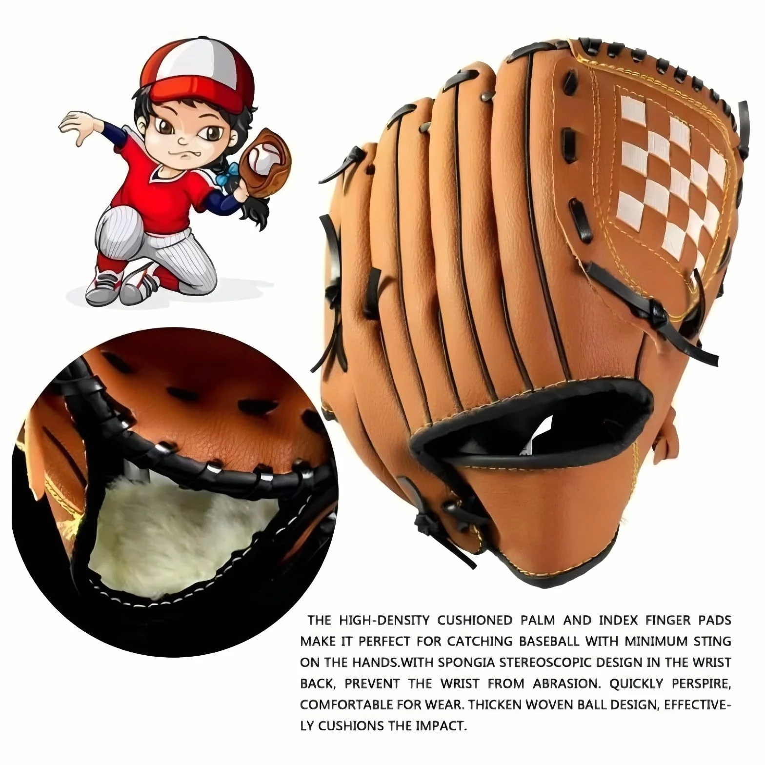 Rękawice baseballowe ze skóry PU lewa ręka dla dzieci młodzieży dorosłych