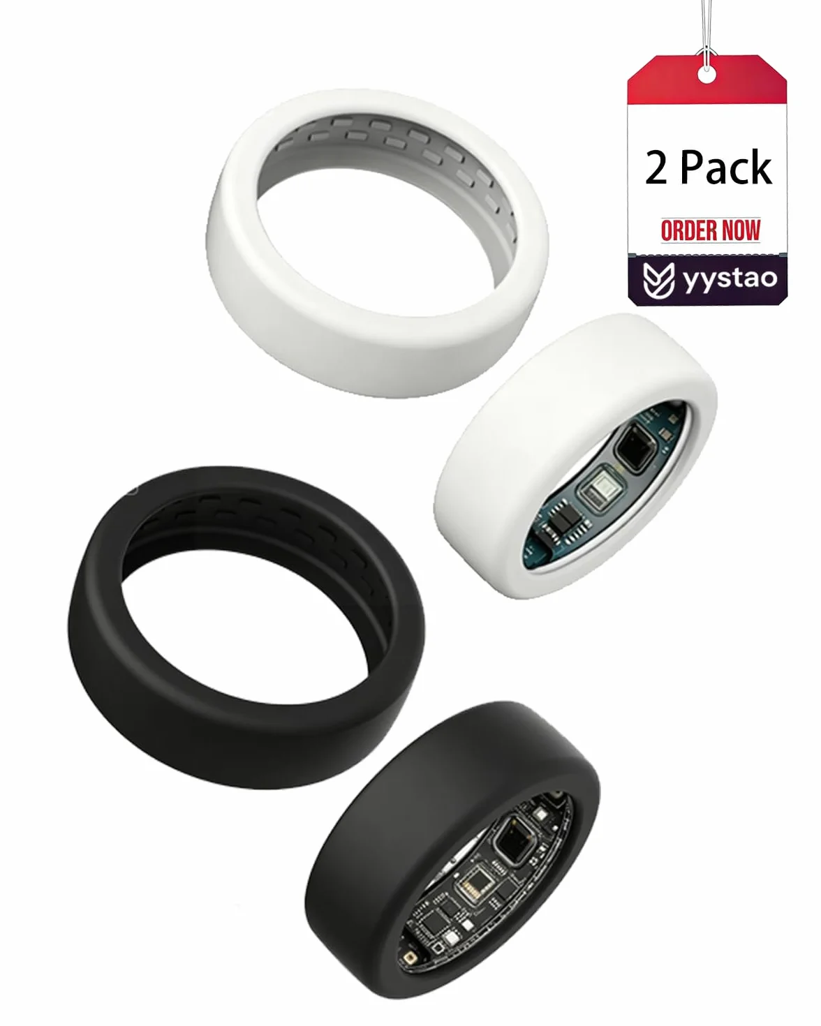Silikonowe etui ochronne do OURA Ring 5 Smart Ring, odporne na zarysowania i uderzenia, miękkie etui ochronne na pierścionki, pasuje do rozmiaru M (10/11/12/13), czarne i białe