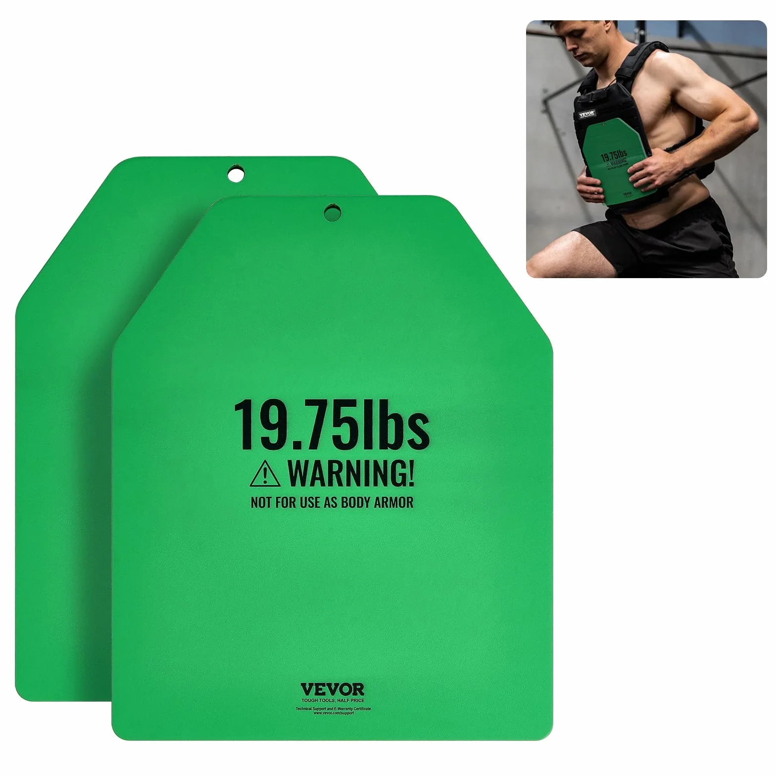 VEVOR Zavorrowane płyty kamizelkowe, pary 8,95 kg, wysokiej jakości stalowe płyty z ostrymi krawędziami, ergonomiczny krój w kształcie WOD, dodatkowa waga dla zaawansowanych kamizelek, do treningu