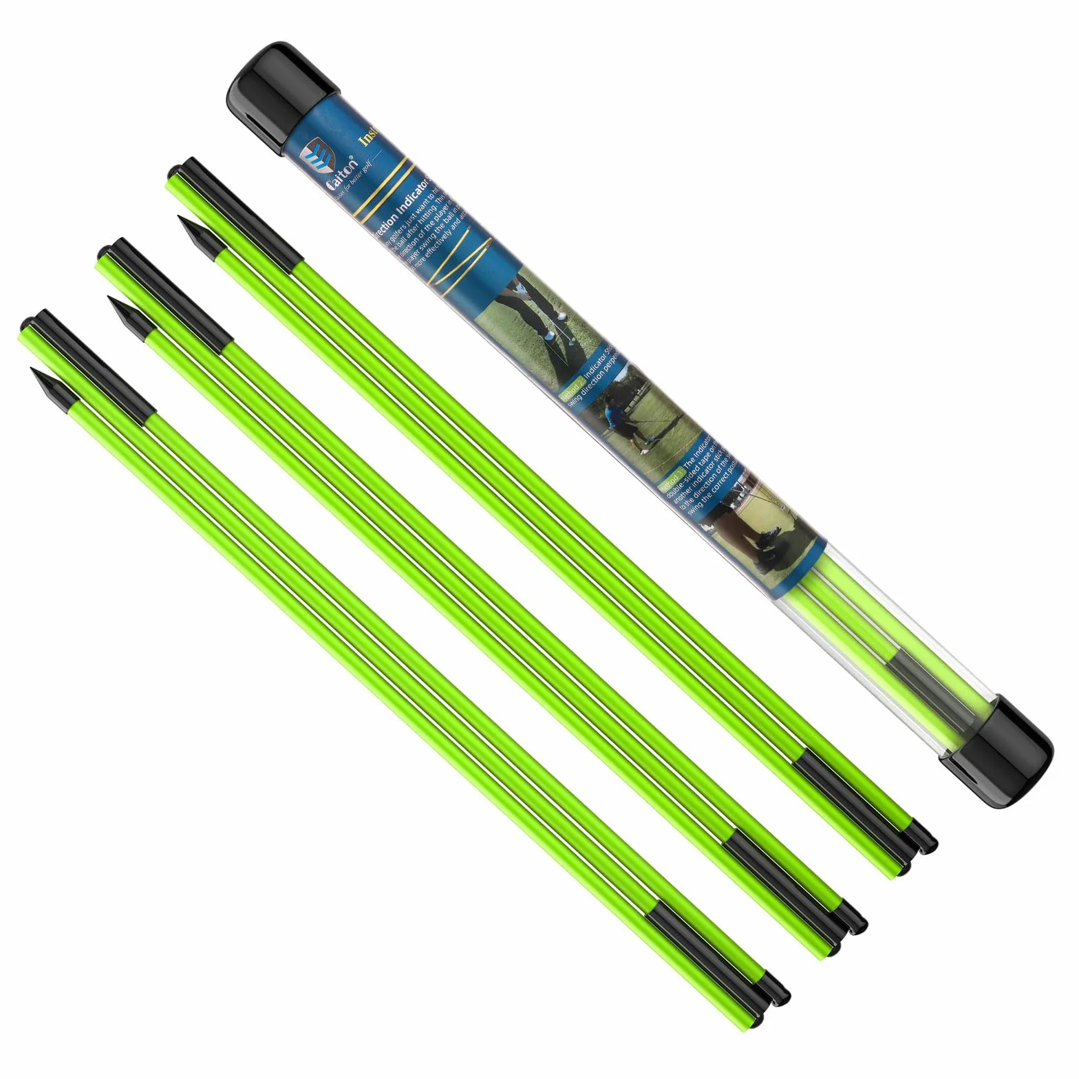 MoKo Kij golfowy do wyrównywania, 3 zestawy, składany, pomoc do celowania, puttingu, korektor postawy, kije do ćwiczeń golfowych w przezroczystym etui, zielony