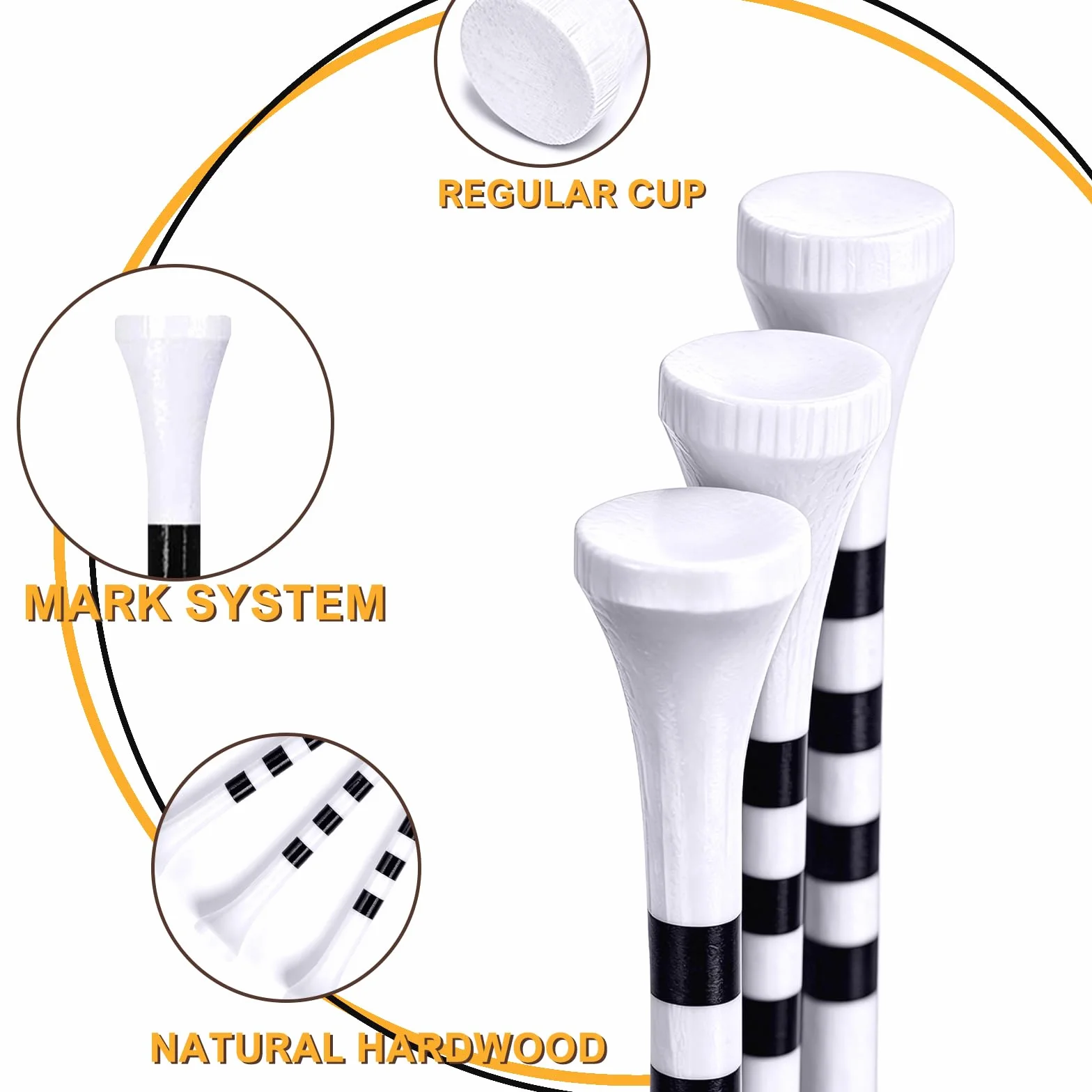 Bambusowe koszulki golfowe 83 mm 70 mm 54 mm 38 mm dostępna torba 100, silna, zrównoważona biodegradowalna