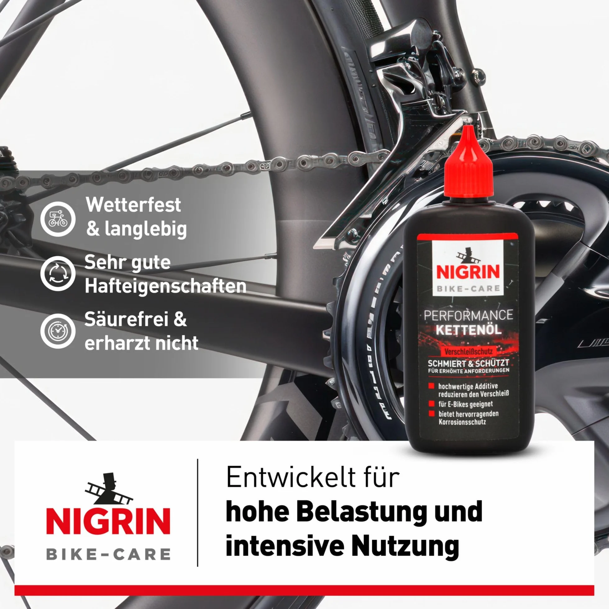 NIGRIN Olej do łańcuchów rowerowych E-Bike 100 ml szary, 100 ml
