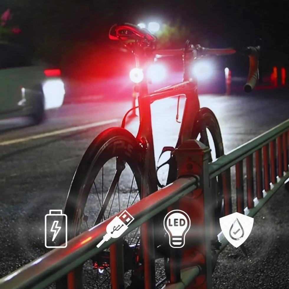 NK Tylne światło rowerowe LED - 5 trybów światła, ładowalny, port ładowania DC5V 1A, Micro USB, IPX5 Wodoodporność, lekka i trwała, łatwa instalacja (kompatybilna ze wszystkimi rowerami)