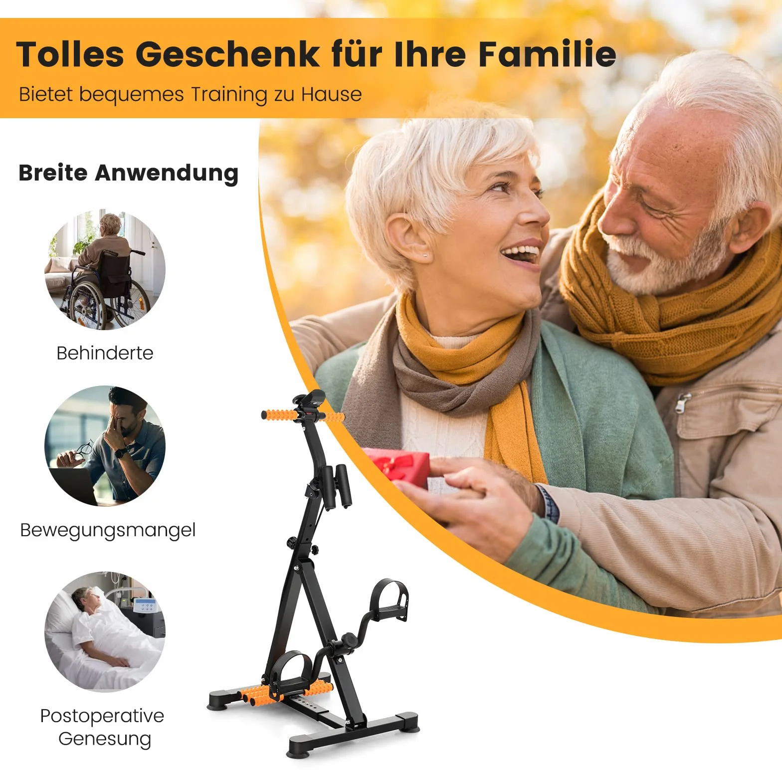 COSTWAY Trenażer Ruchowy dla Dorosłych, Pedały do Ćwiczeń Rąk i Nóg, Regulacja Wysokości, Wyświetlacz LCD, Nośność 120 kg
