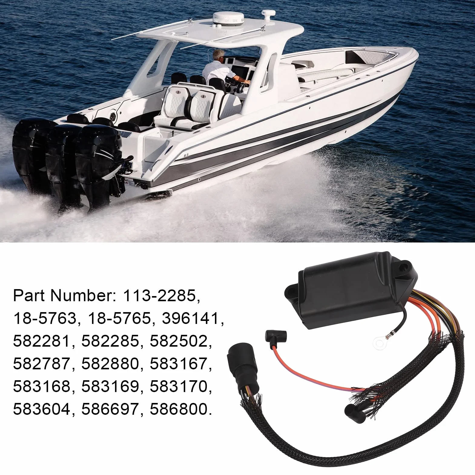 CDI Electronics Power Pack, Silnik Zaburtowy 396141 582281 582285 Zamiennik dla Johnson 5hp 2cyl Elect Start Ręczny