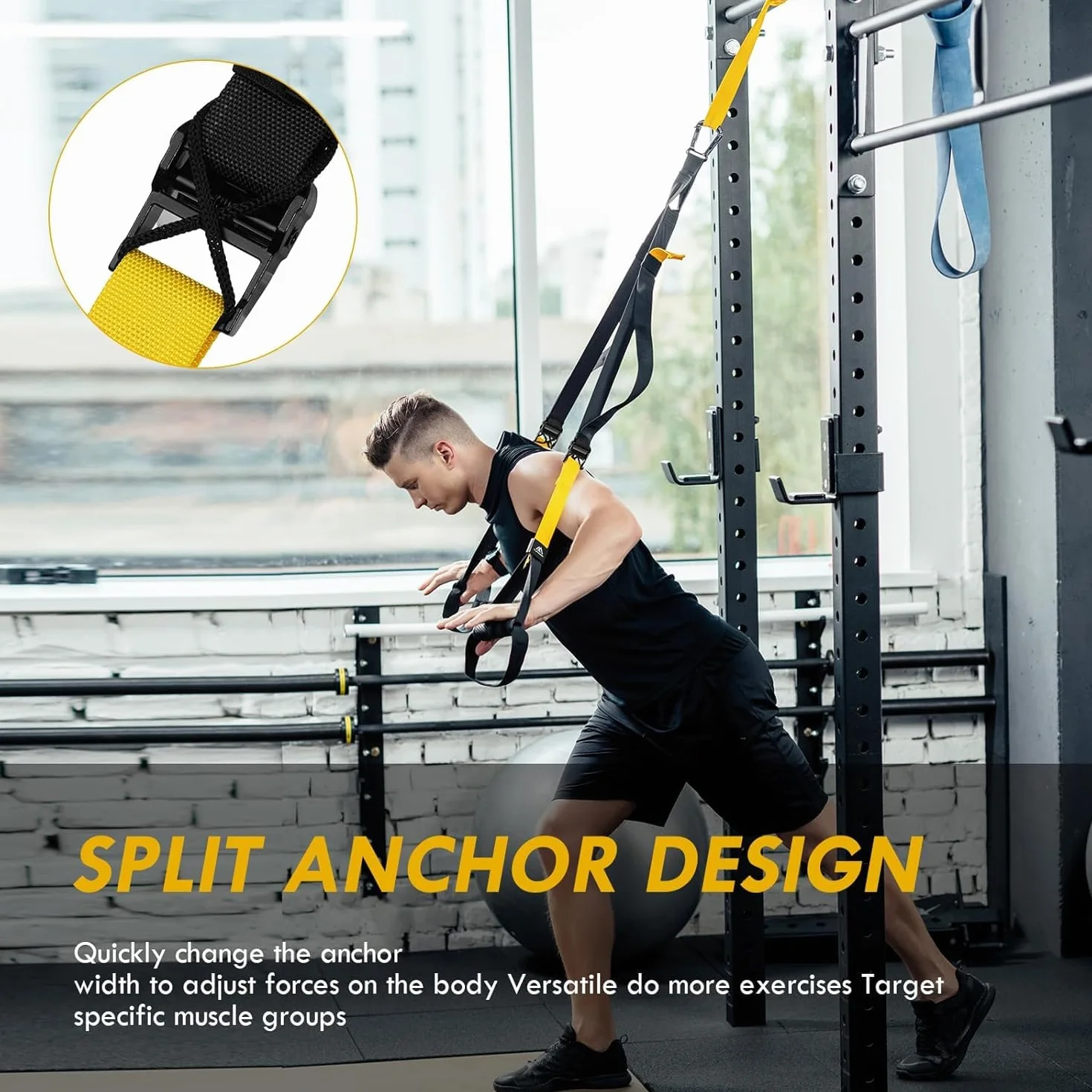 flintronic Zestaw Sling Trainer, System Suspension Trainer, Sprzęt do domowej siłowni Suspension Trainer z kotwicą do drzwi, Paski do ćwiczeń fitness na siłowni