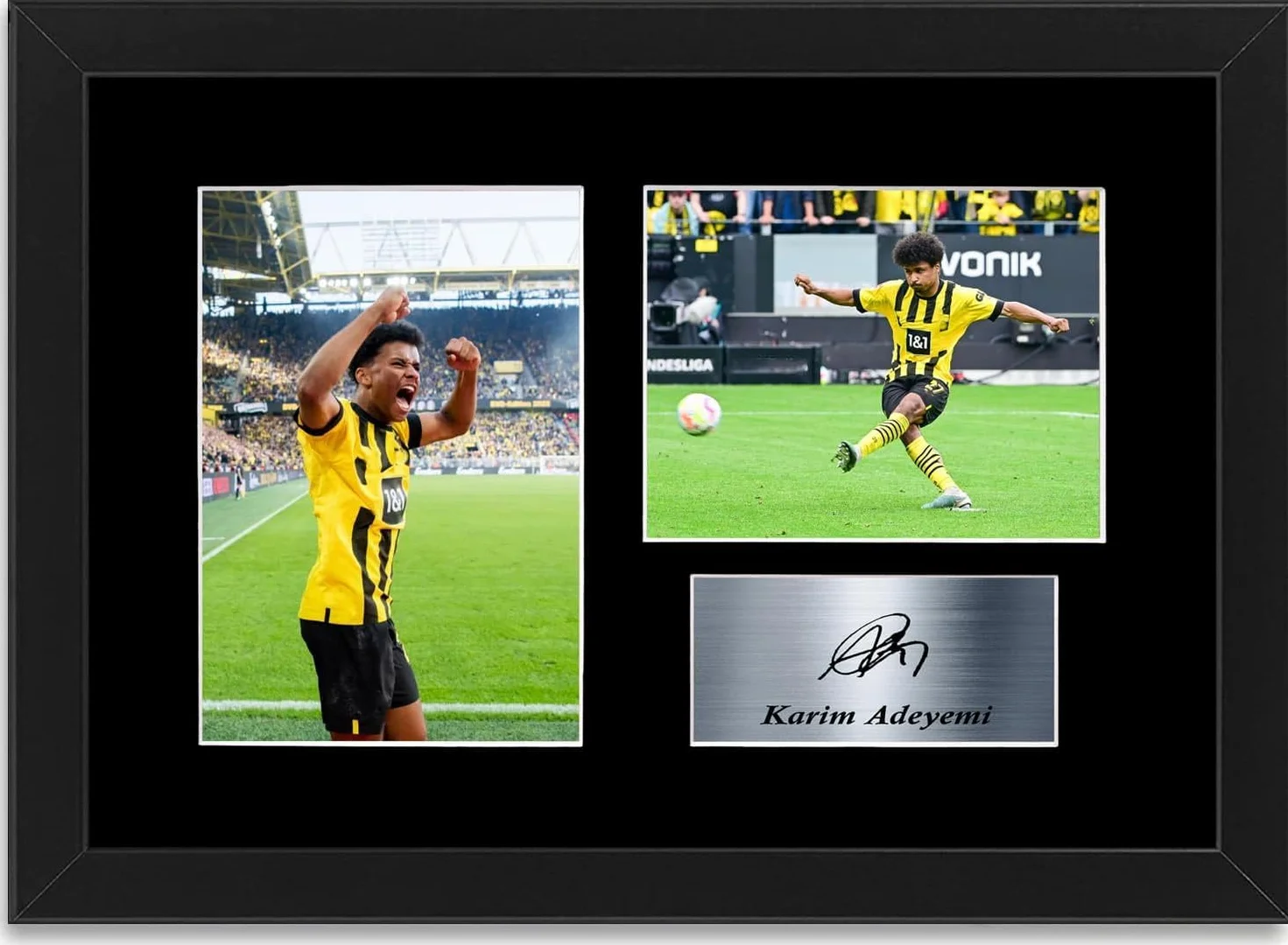 Karim Adeyemi piłkarz Dortmund Niemcy plakat A4 w ramce z podpisanym zdjęciem uchwyt na prezent dla fanów i kibiców