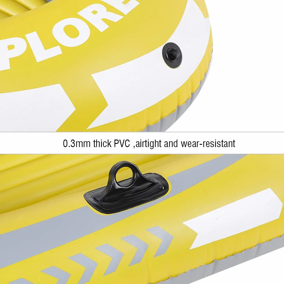 VGEBY1 Nadmuchiwana łódź, 2-osobowy kajak PVC, żółty, świetne łożysko i widoczność, obciążenie 90 kg
