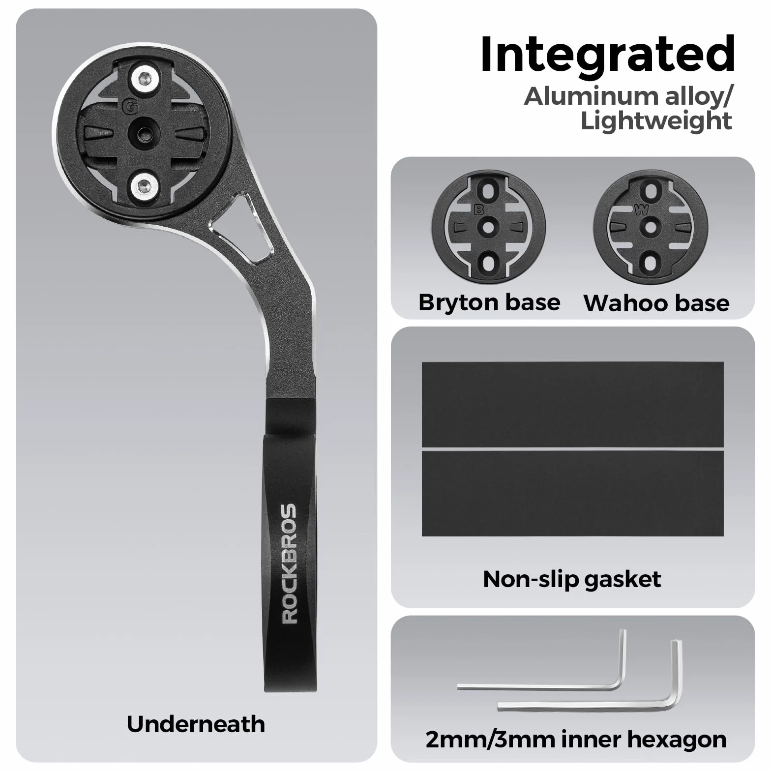 ROCKBROS Uchwyt na komputer rowerowy do Garmin i Bryton GPS, kompatybilny z kamerą sportową i światłem, 31,8 mm, MTB