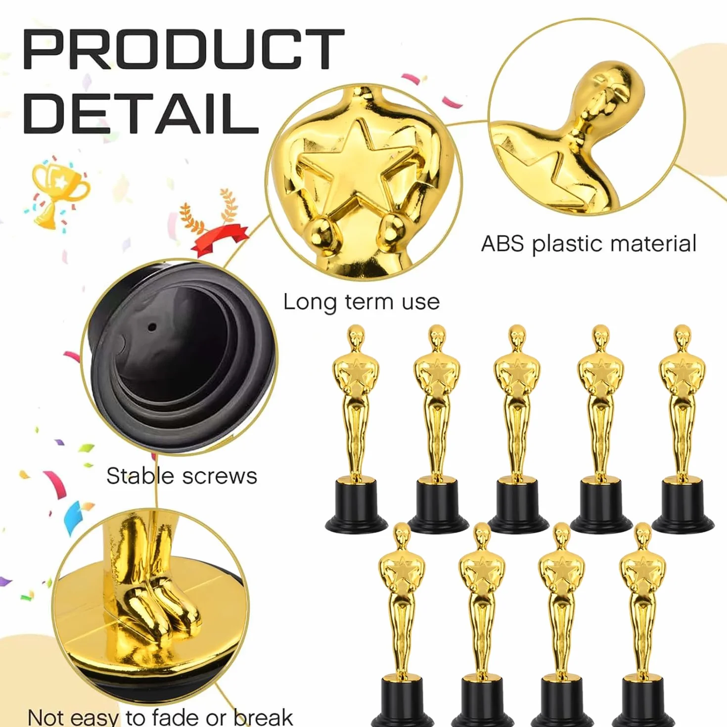 12 Złotych Trofeów Statuetki, Kawałki Trofeów Dla Dzieci, Mini Plastikowe Złoto Trofea, Plastikowe Trofea Piłka Nożna Dla Dzieci Sport, Piłka Nożna, Uroczystości, Imprezy, Nagrody Szkolne