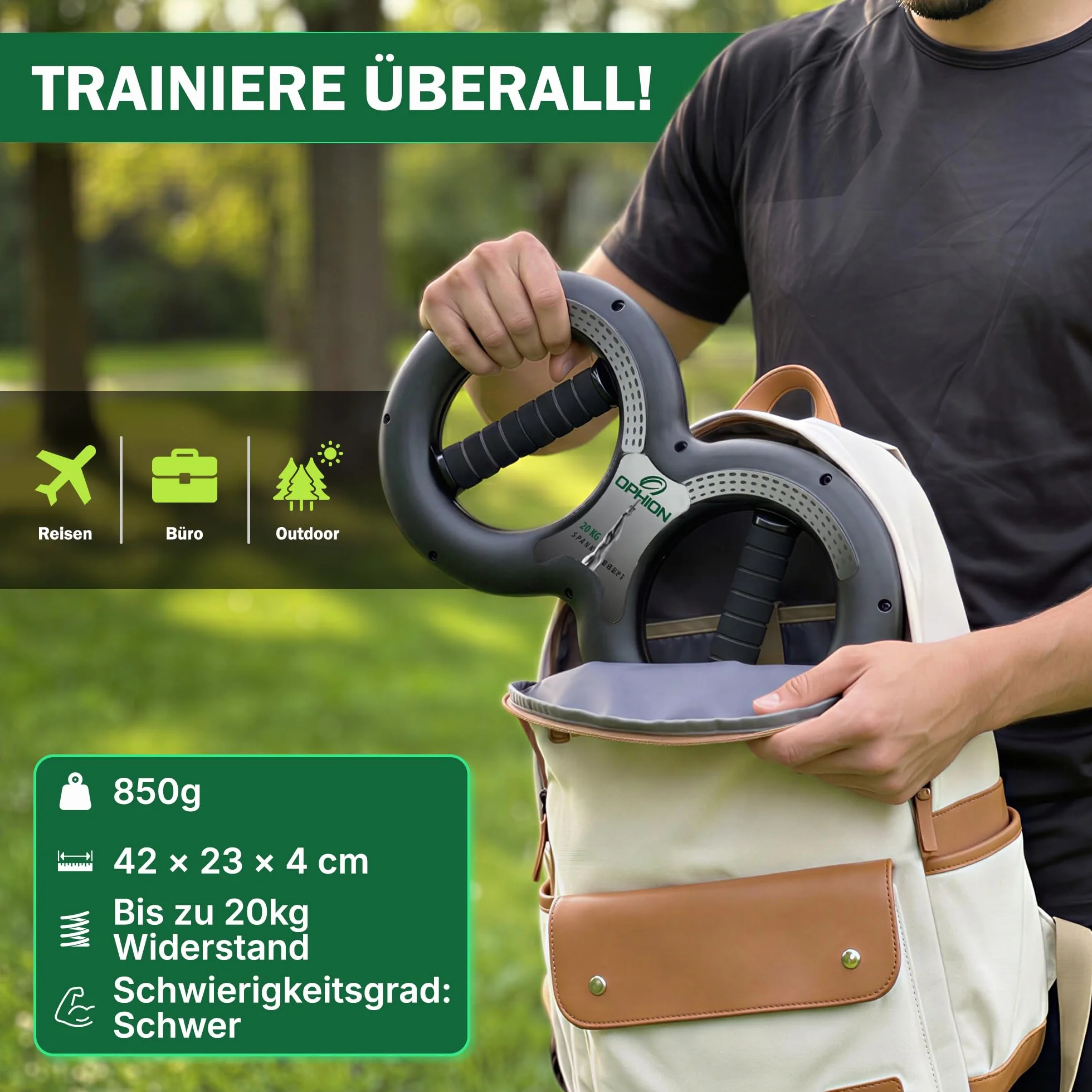 OPHION Multi Power Gripper – trener przedramion i dłoni do treningu ramion, nadgarstków, ramion i klatki piersiowej – trener siły chwytu z oporem obrotowym – trening siłowy dla sportowców i w domu