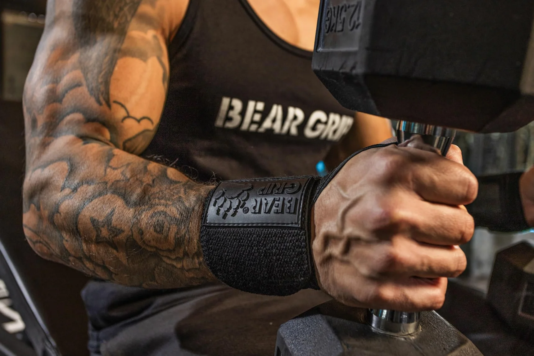 BEAR GRIP - Opaski podtrzymujące nadgarstek do podnoszenia ciężarów (sprzedawane parami)