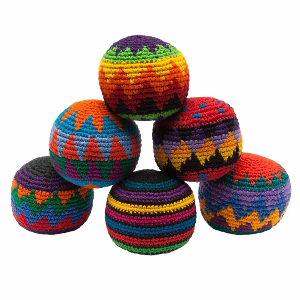 Hackisack - kolorowa dzianinowa piłka do gry w kickball, 6 sztuk