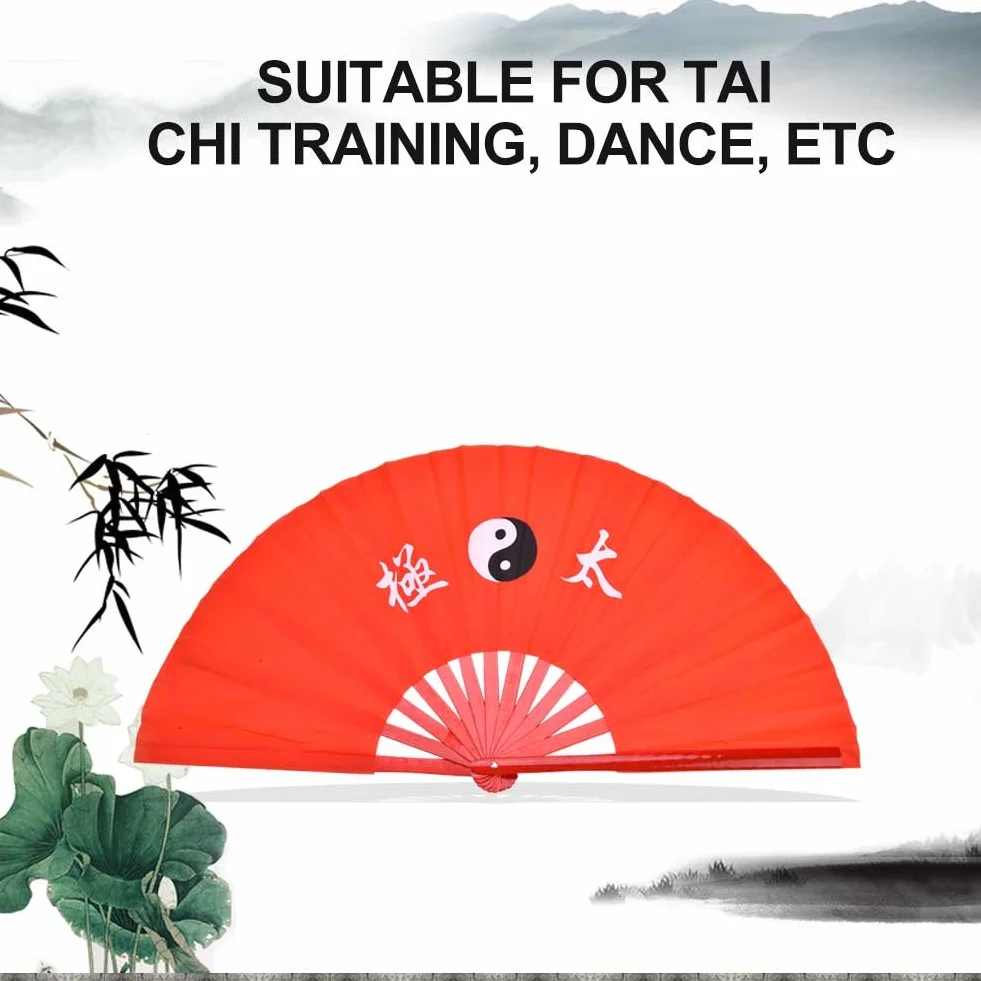 Kampfkunst Fan Bambus Seide Tai Chi Tanztraining Performance Fan Rot(rot)